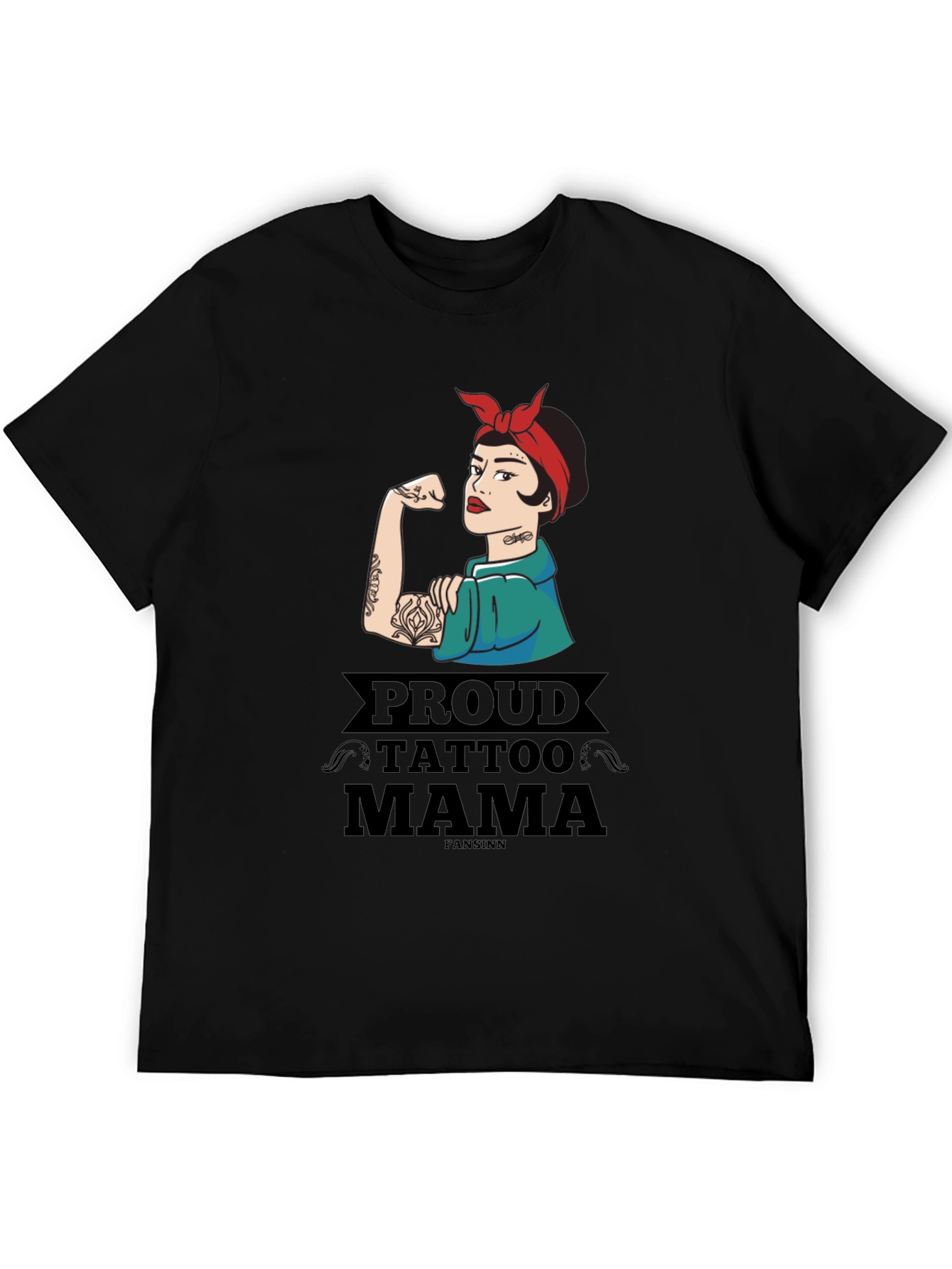 Black Proud Tattoo Mama Graphic T-Shirt view 5