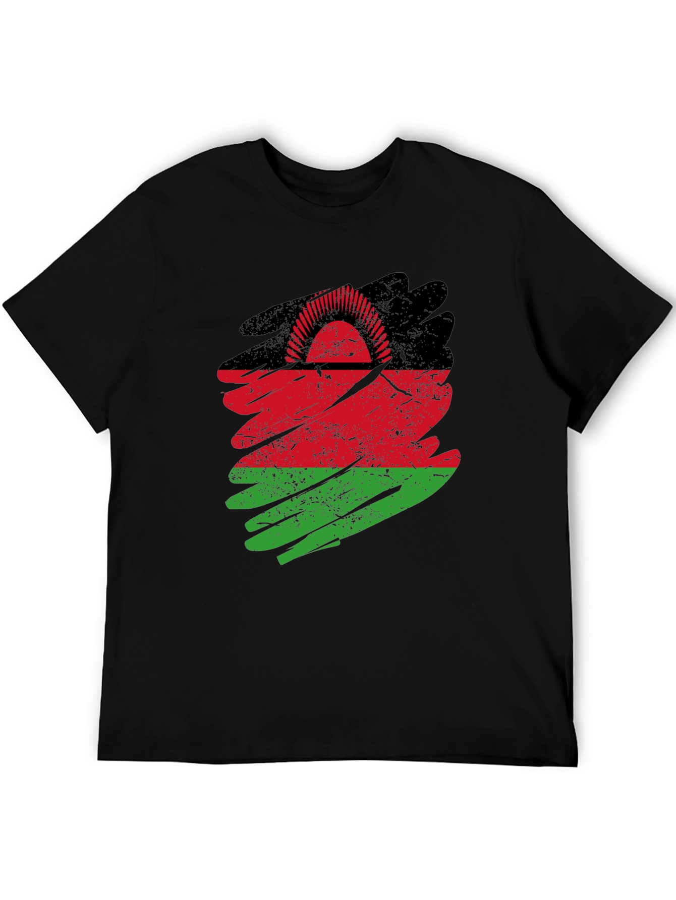 Black Malawi Flag T-Shirt: Distressed Graphic Tee view 5