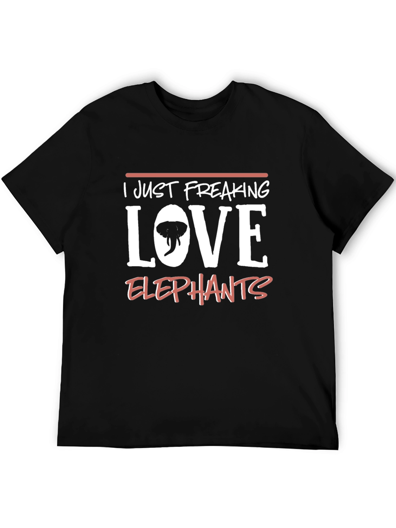 Black I Just Freaking Love Elephants Black T-Shirt view 5
