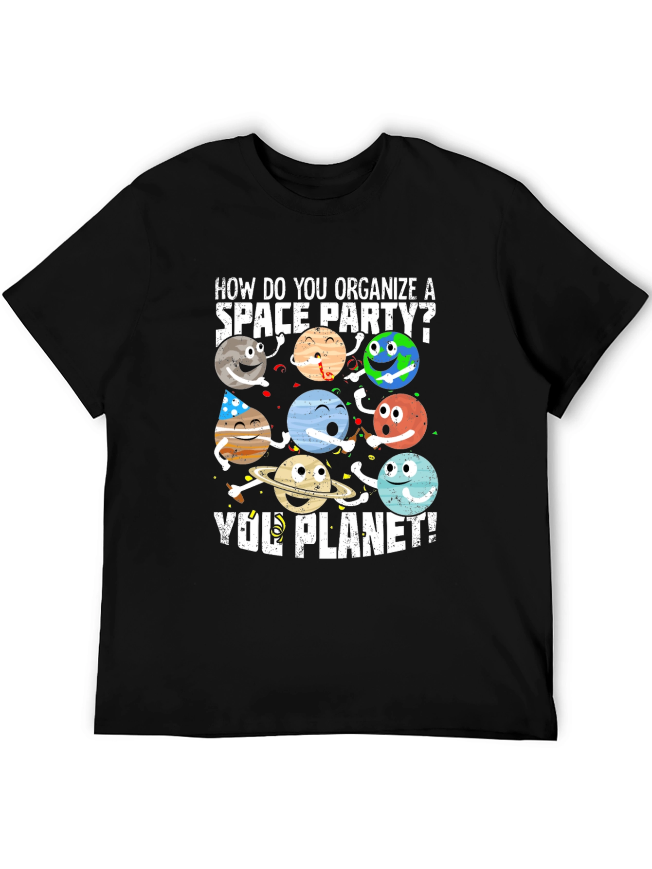 Black Space Party Planet T-Shirt view 5