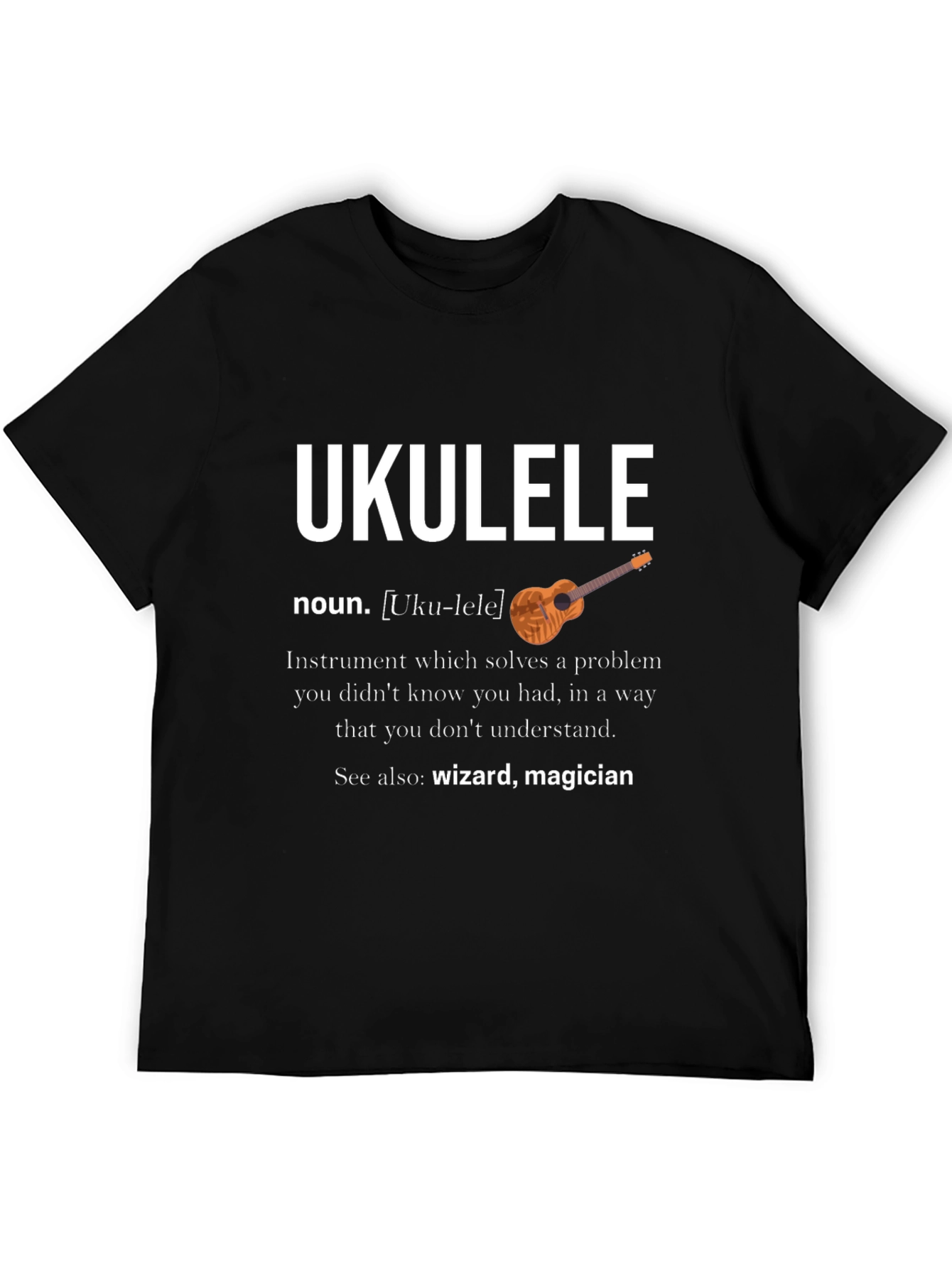 Black Ukulele Definition Graphic T-Shirt view 5