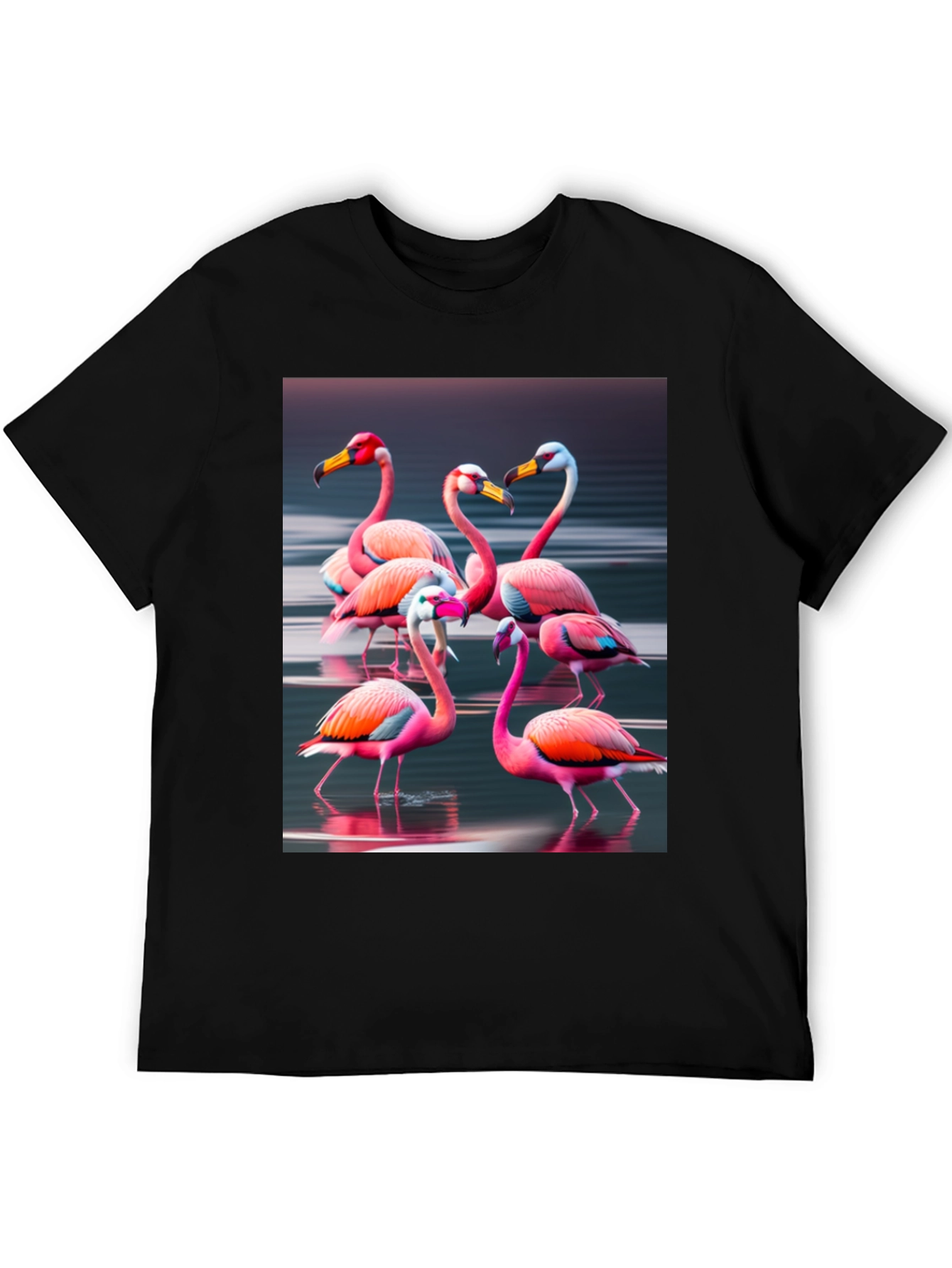 Black Flamingo Flock Graphic Tee - Black Cotton view 5