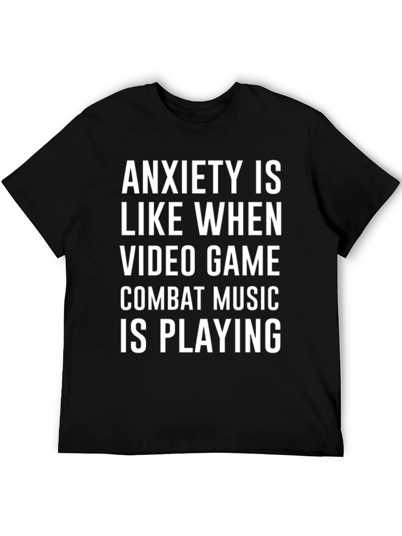 Black Anxiety Combat Music T-Shirt - Gamer Tee view 5