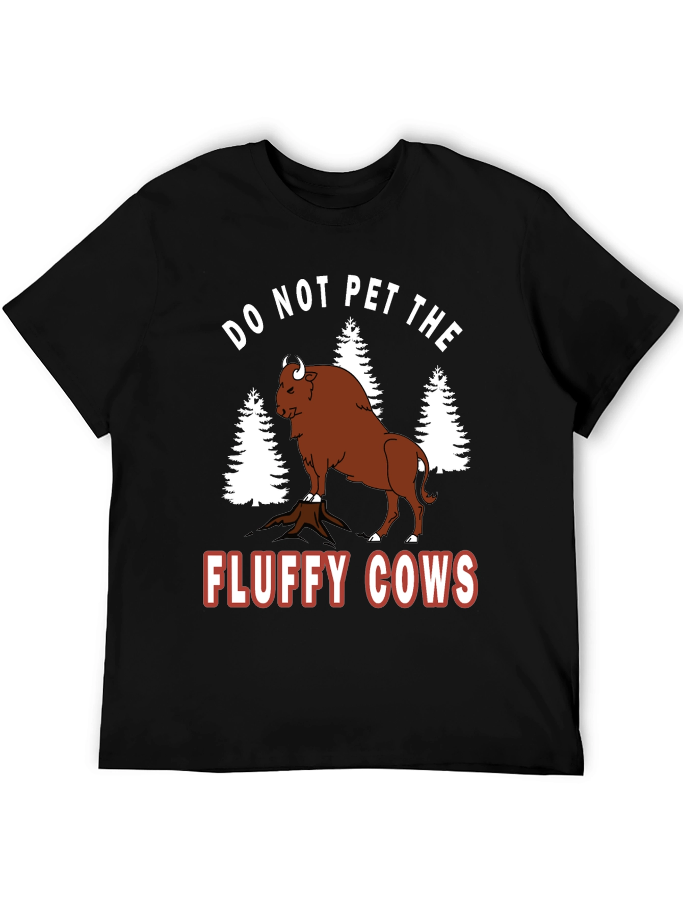 Black Do Not Pet the Fluffy Cows Bison Graphic Tee view 5