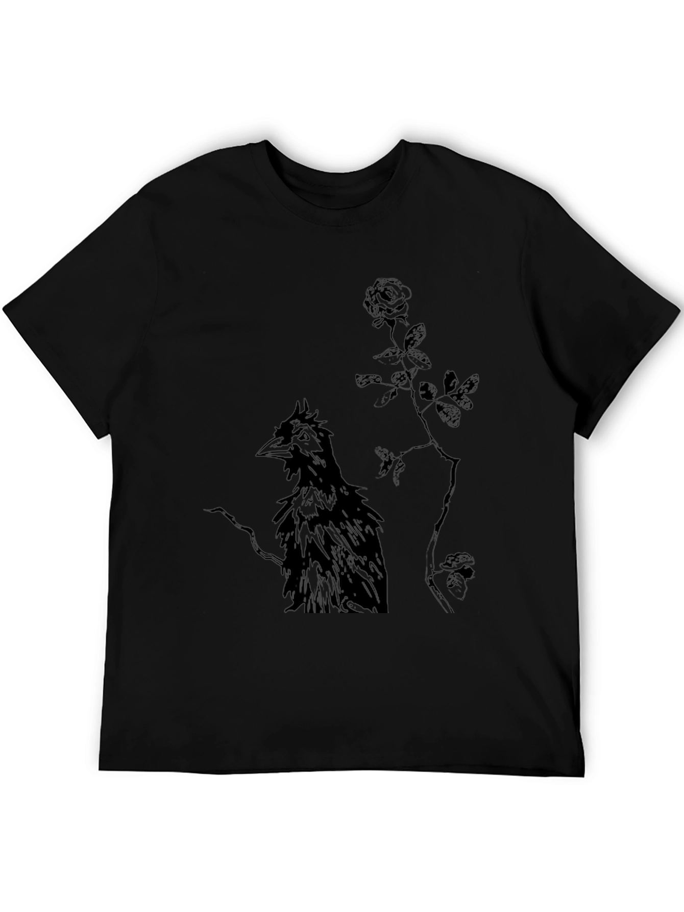 Black Raven and Rose Graphic Black T-Shirt view 5