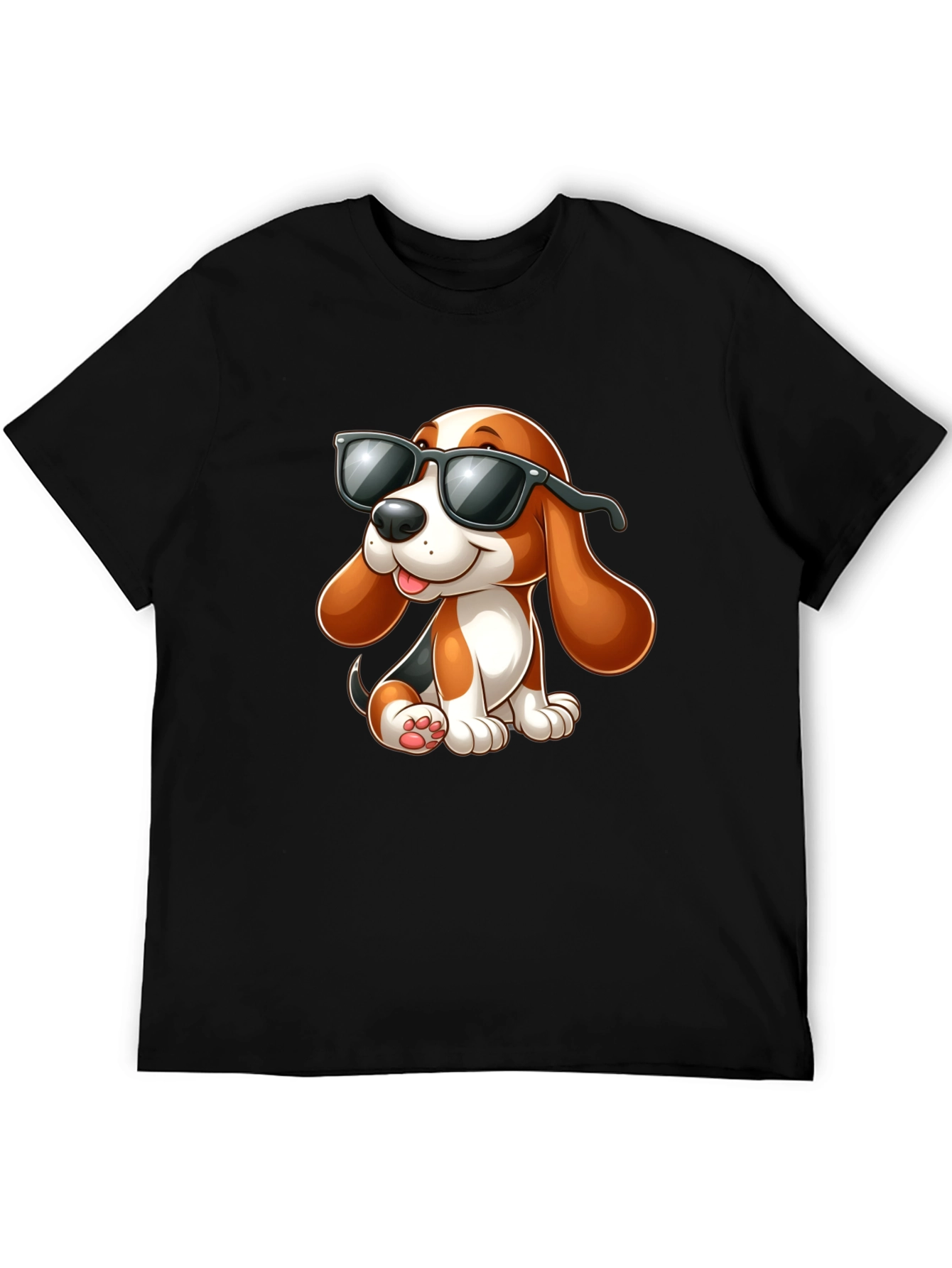 Black Cool Cartoon Dog Graphic T-Shirt view 5