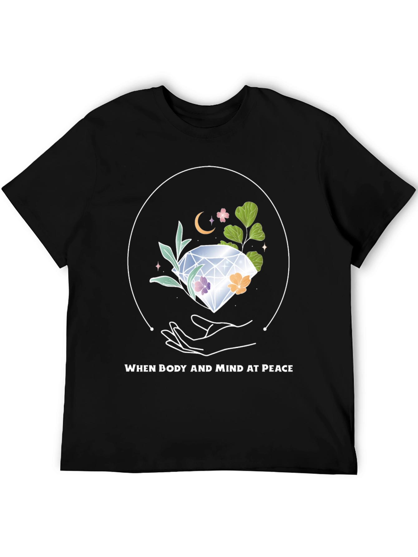 Black Peaceful Mind T-Shirt: Body and Mind at Peace Design view 5