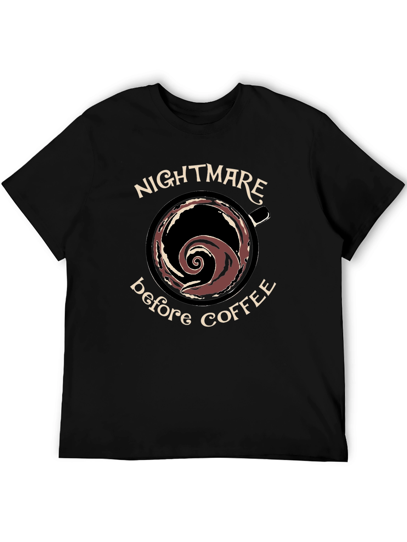 Black Nightmare Before Coffee Black Graphic T-Shirt view 5