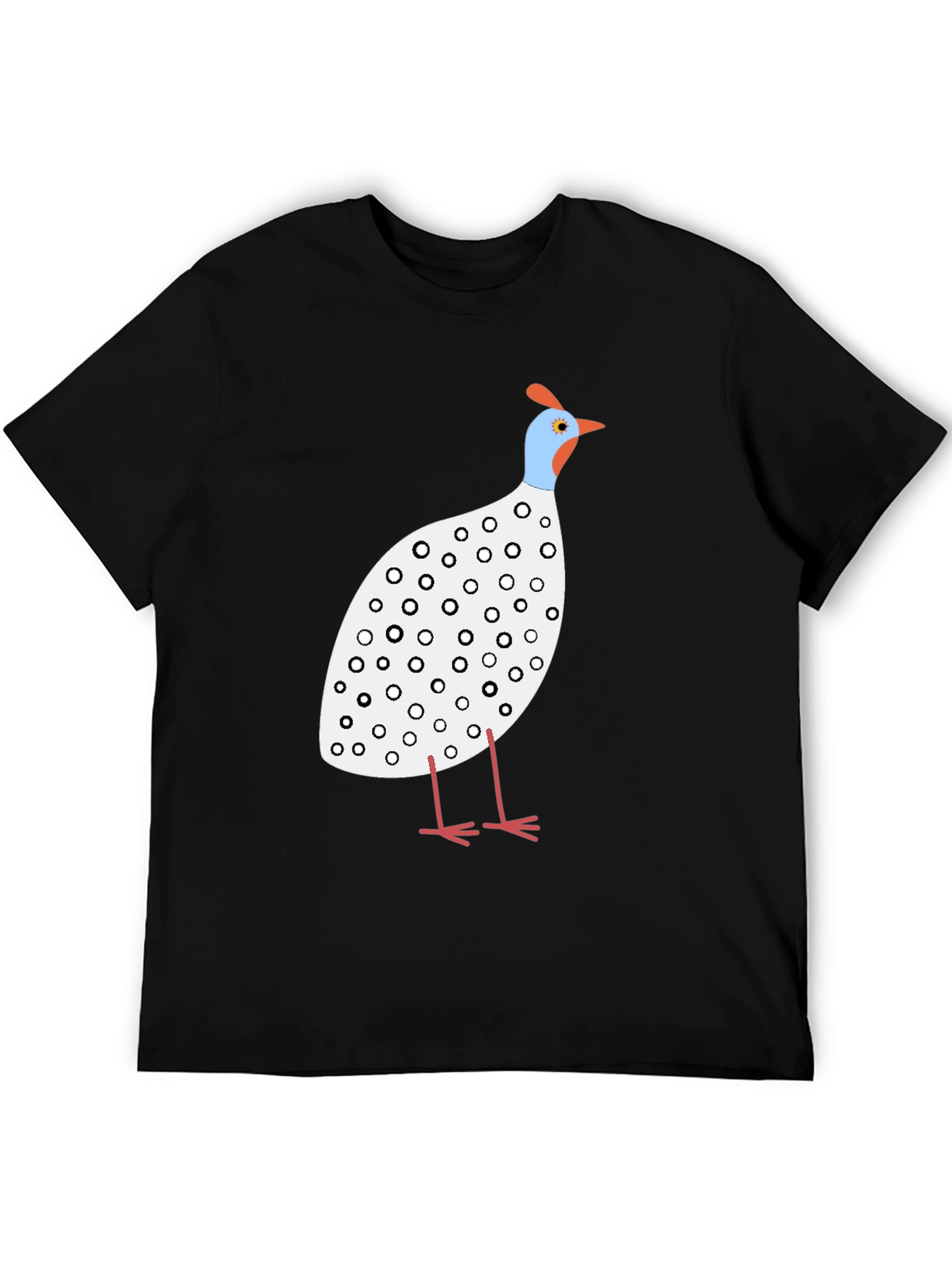 Black Guinea Fowl Graphic Tee - Black Cotton Shirt view 5