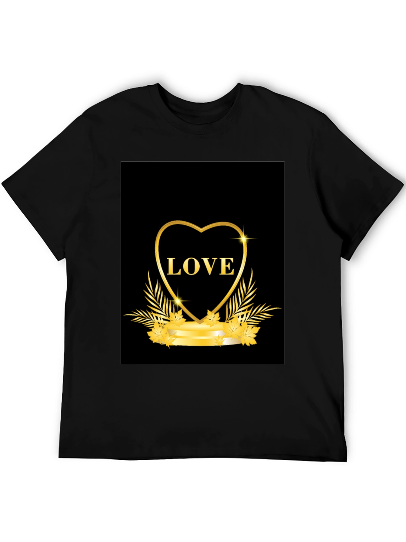 Black Love Heart Graphic Tee - Black Casual T-Shirt view 5