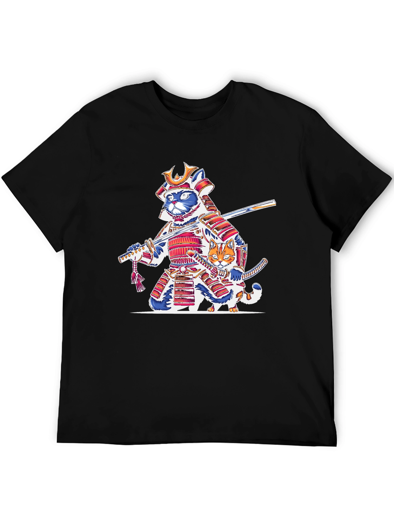 Black Samurai Cat T-Shirt: Feline Warrior Design view 5
