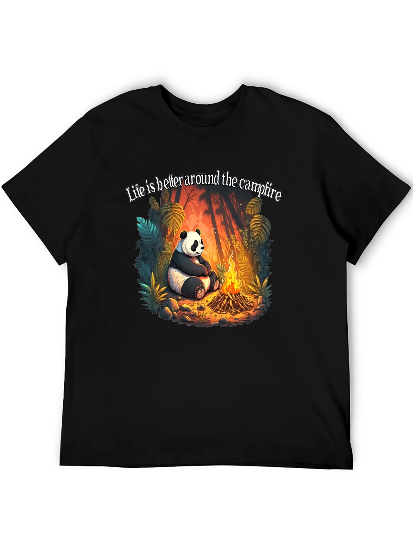 Black Panda Campfire Graphic Tee - Cozy Camping Style view 5
