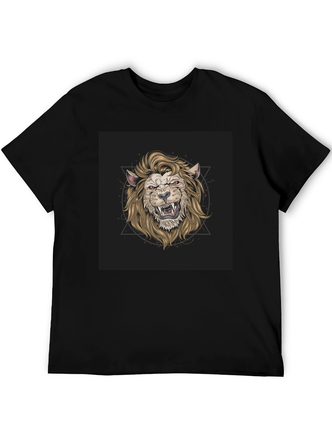 Black Lion Graphic Print Black T-Shirt view 5