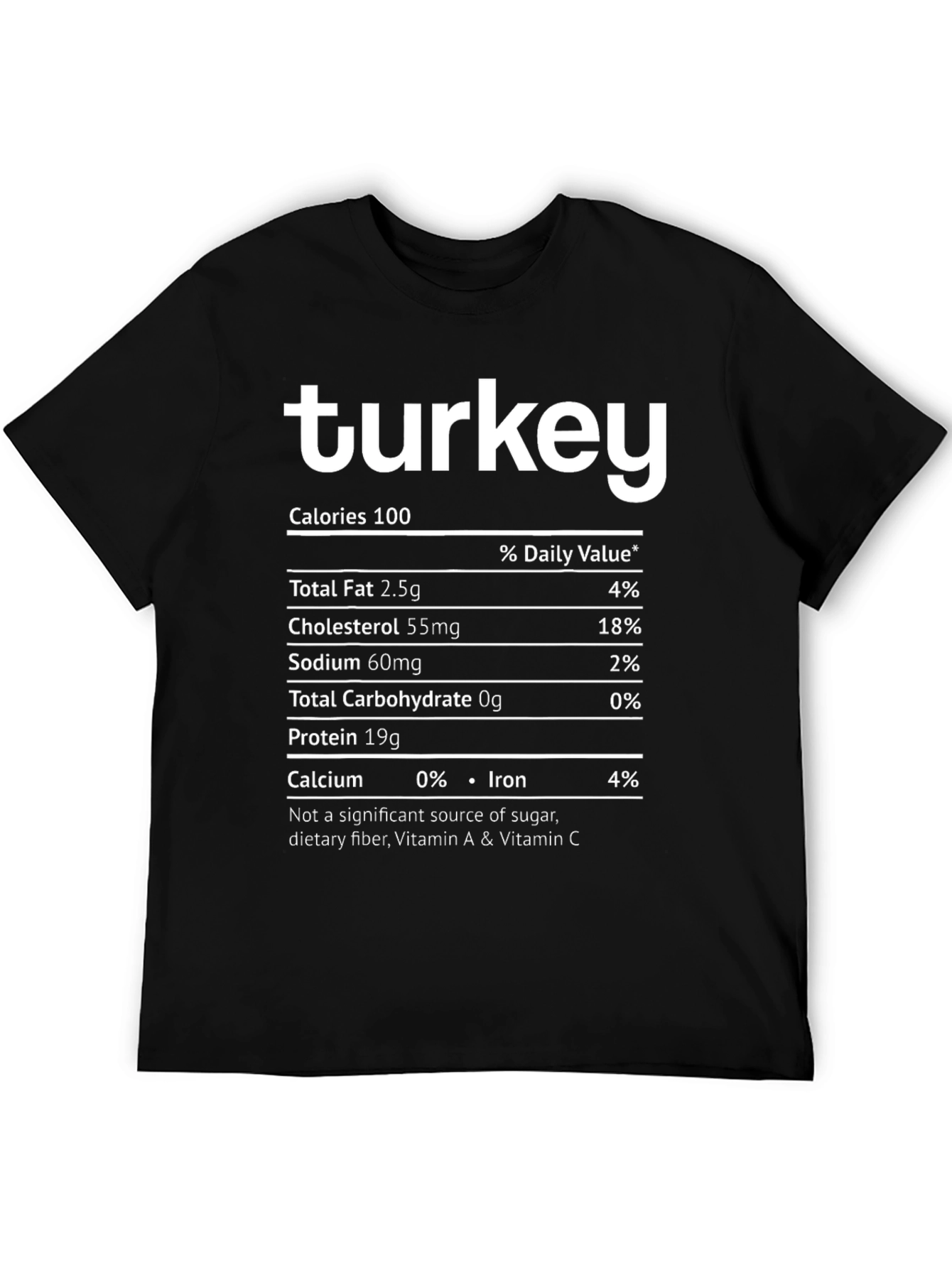 Black Turkey Nutrition Facts T-Shirt - Funny Thanksgiving Tee view 5