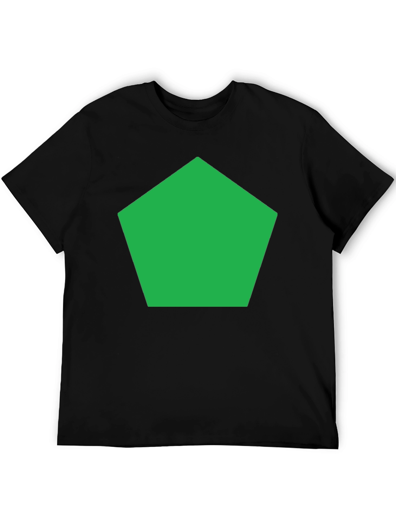 Black Modern Geometric Tee - Green Pentagon Design view 5