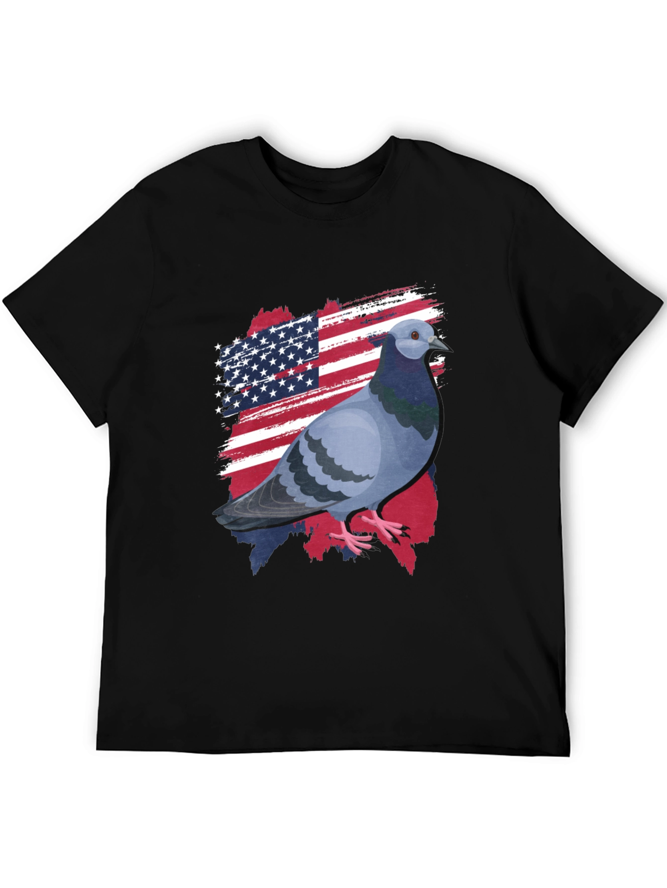 Black Patriotic Pigeon Graphic Tee - American Flag Bird T-Shirt view 5