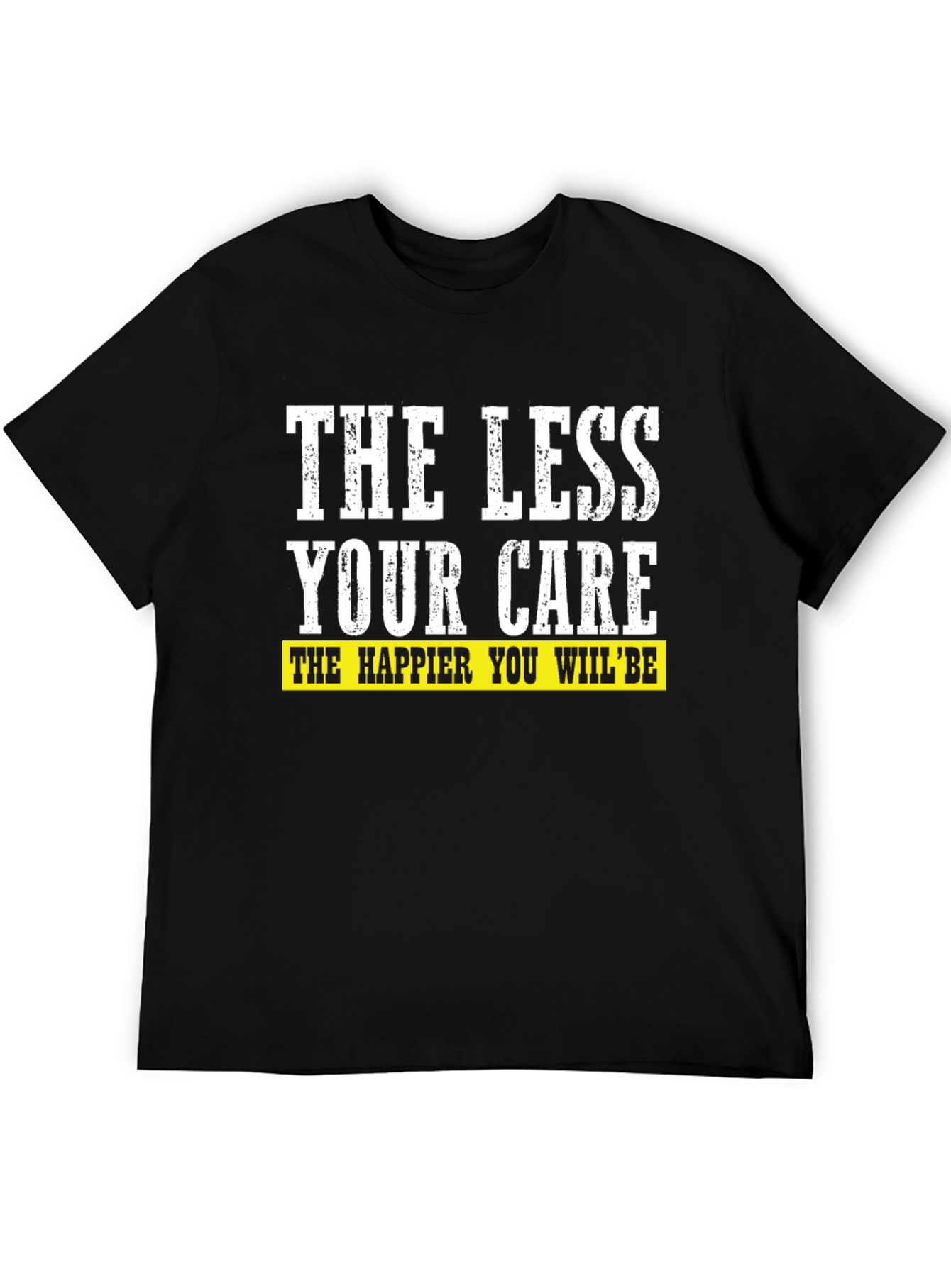 Black The Less Your Care Graphic Tee - Mens Black T-Shirt view 5