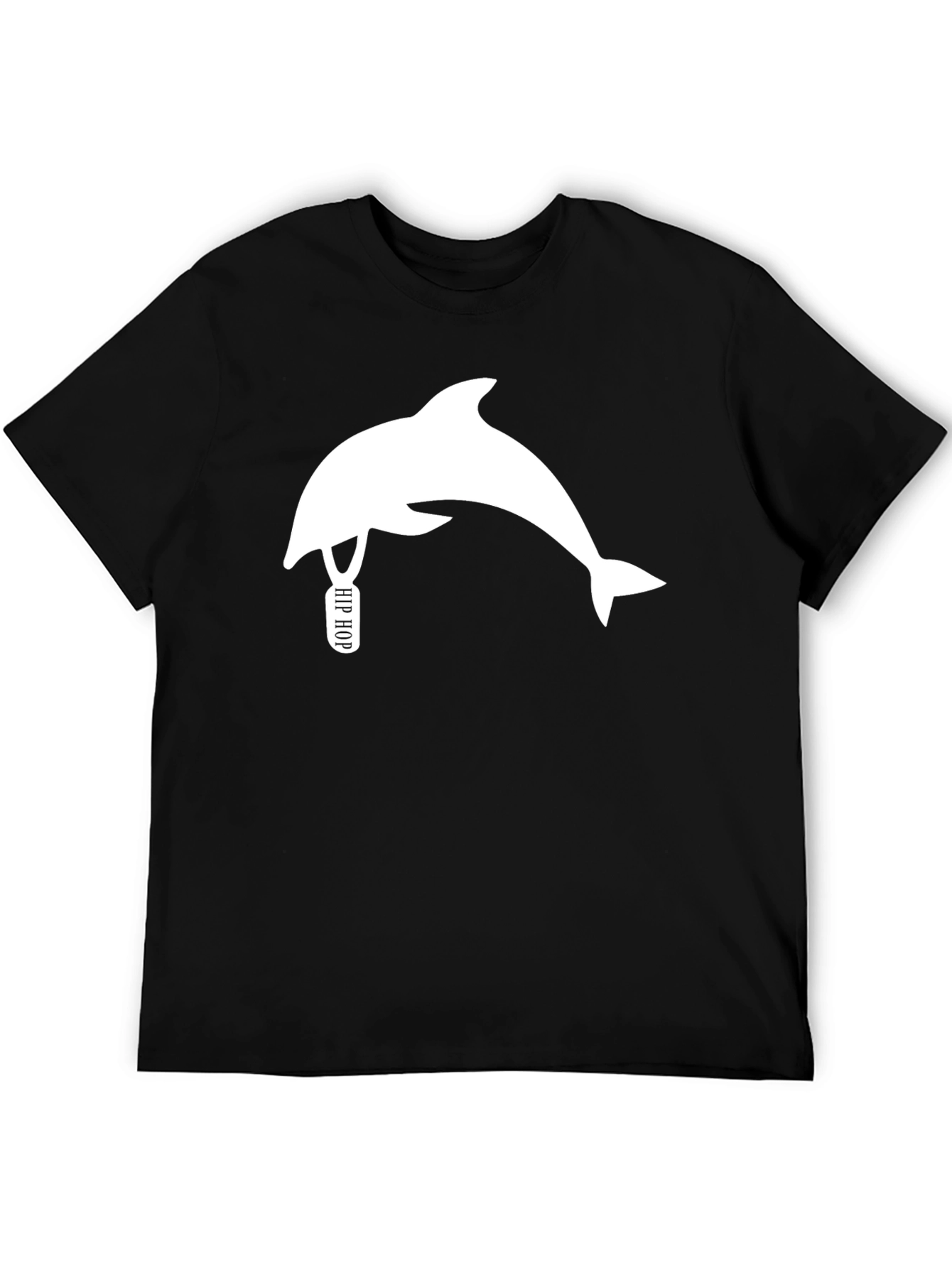 Black Hip Hop Dolphin Black T-Shirt - Unique Graphic Tee view 5