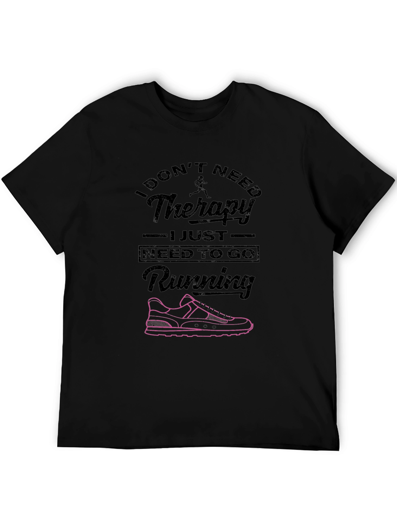Black Running Therapy Black Graphic Tee view 5