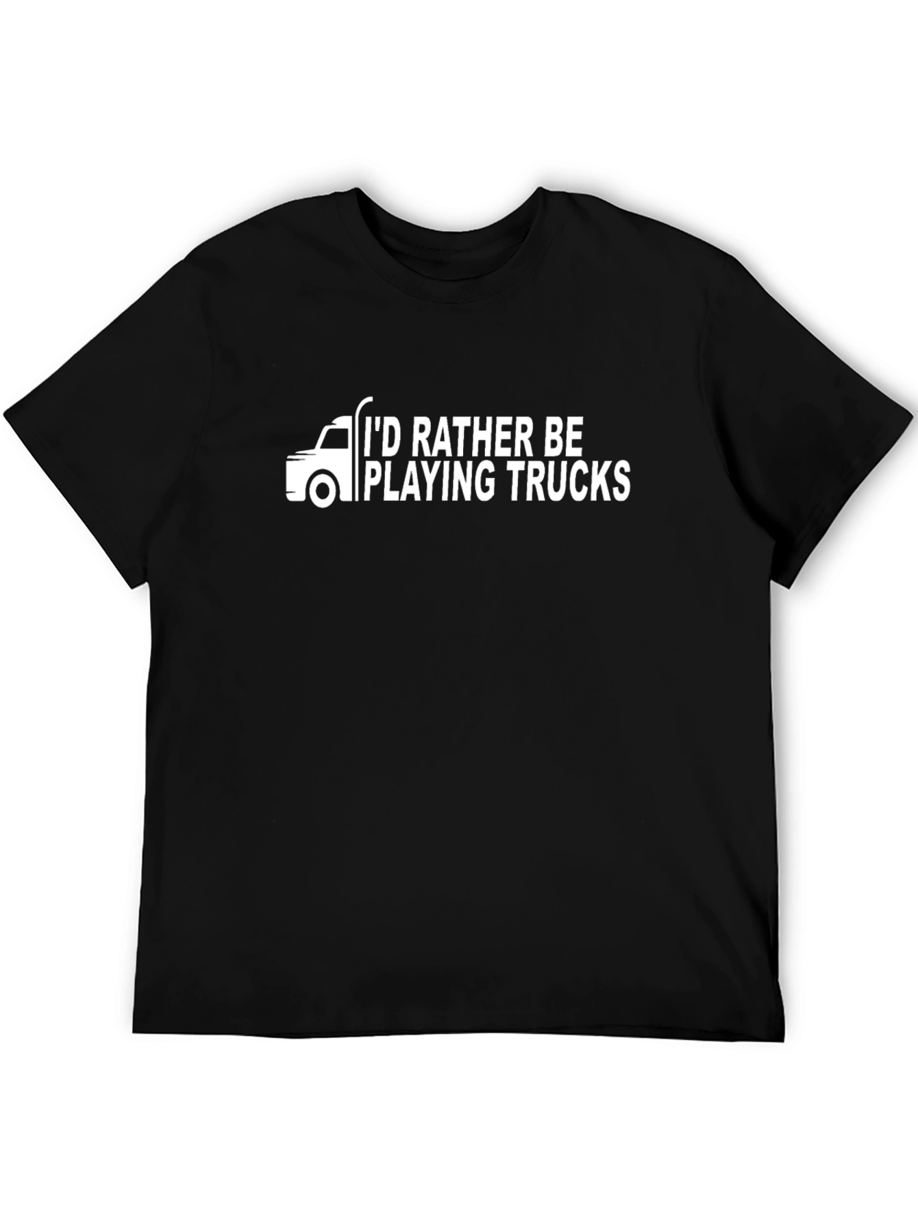 Black Trucker Tee: I'd Rather Be Playing Trucks Black T-Shirt view 5