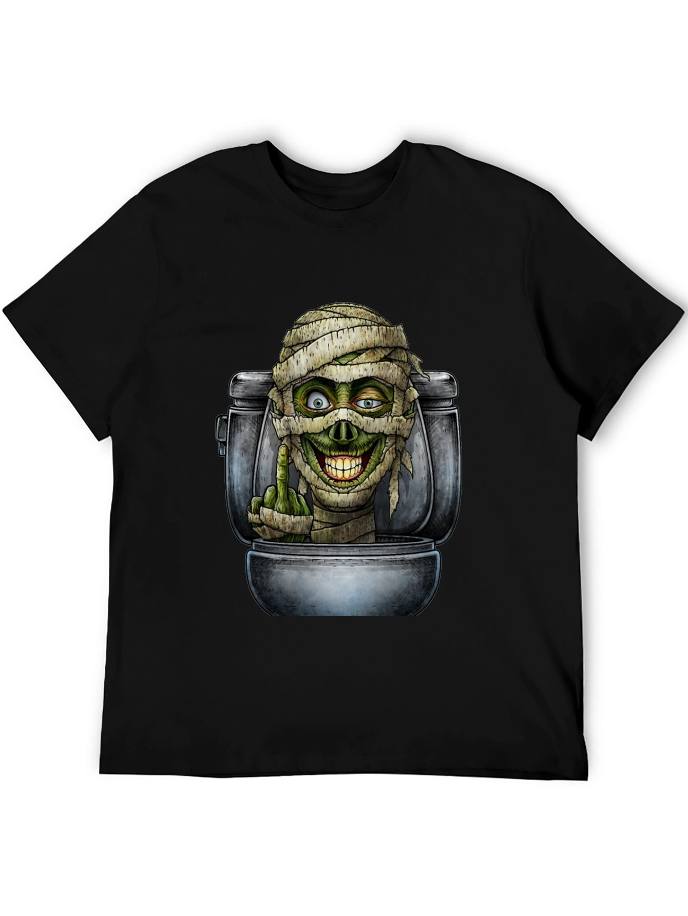 Black Toilet Mummy Graphic T-Shirt view 5
