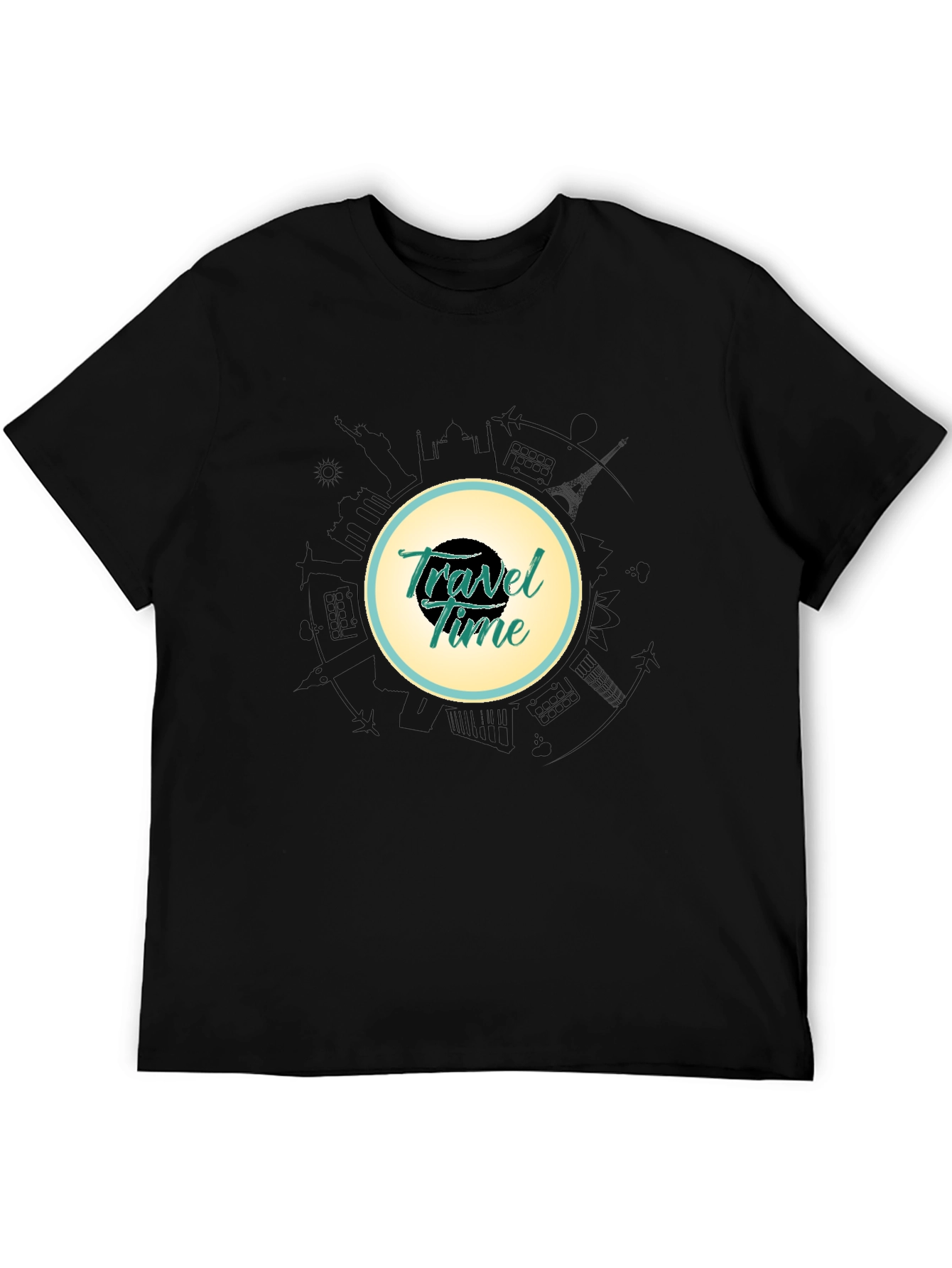 Black Travel Time Graphic Black T-Shirt view 5