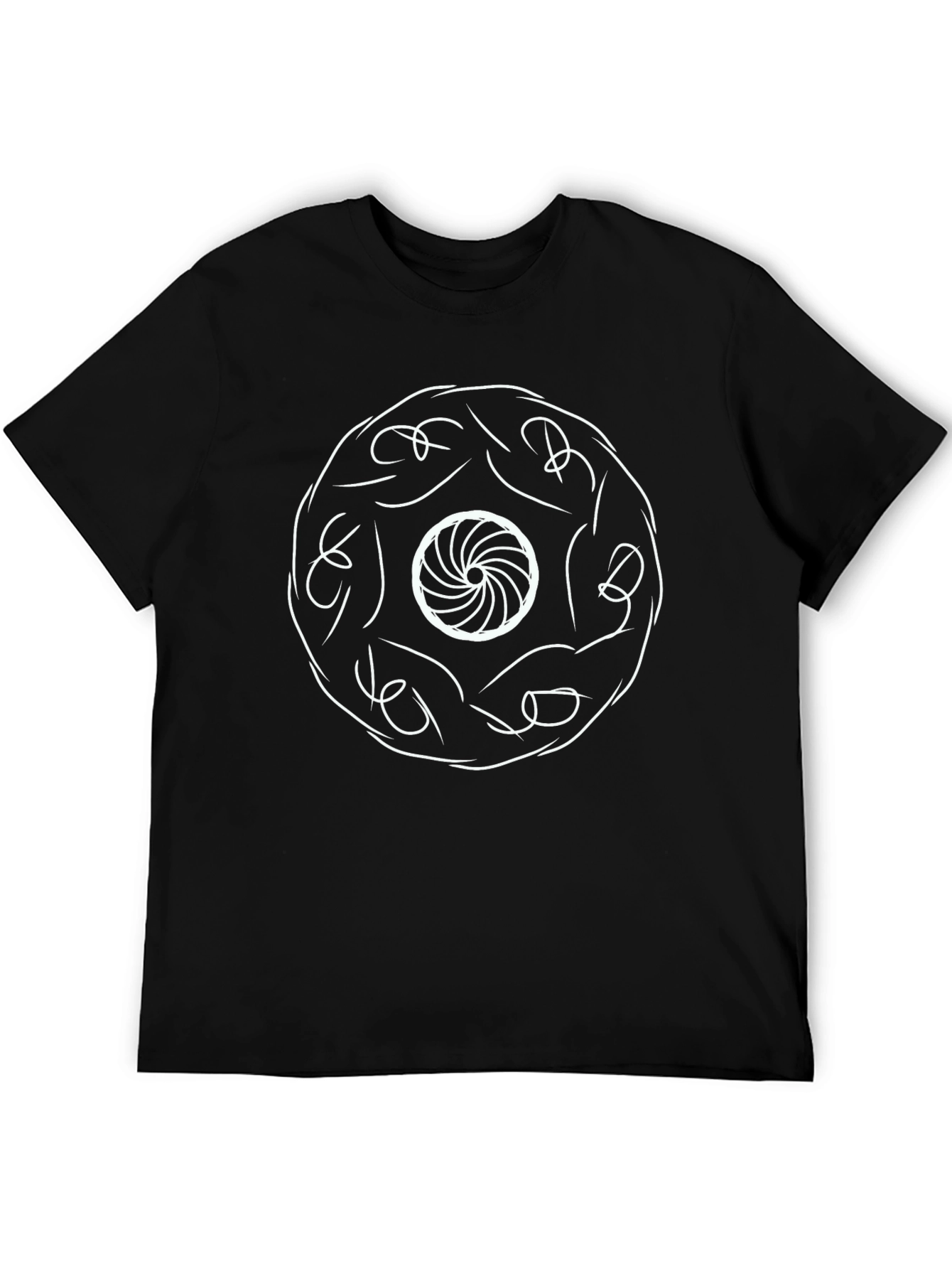 Black Abstract Circle Design Black T-Shirt view 5