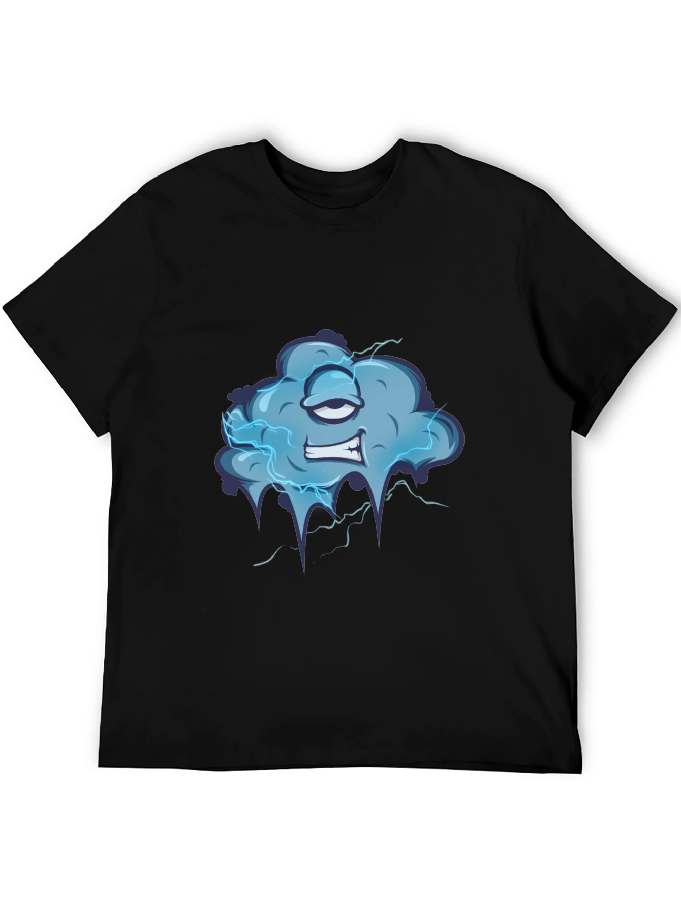 Black Cartoon Cloud Graphic Tee - Men's Black T-Shirt view 5