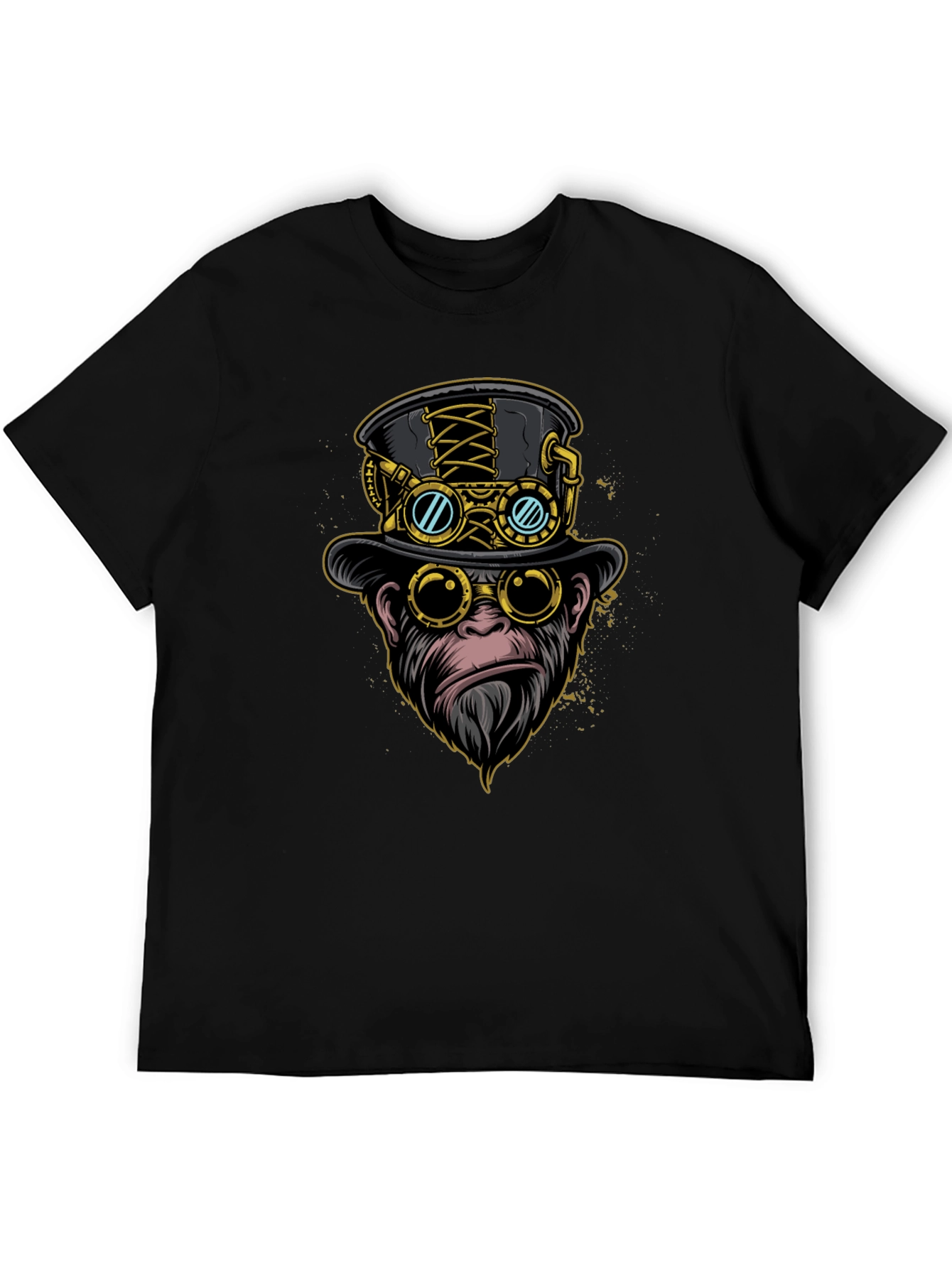 Black Steampunk Monkey Graphic Tee view 5