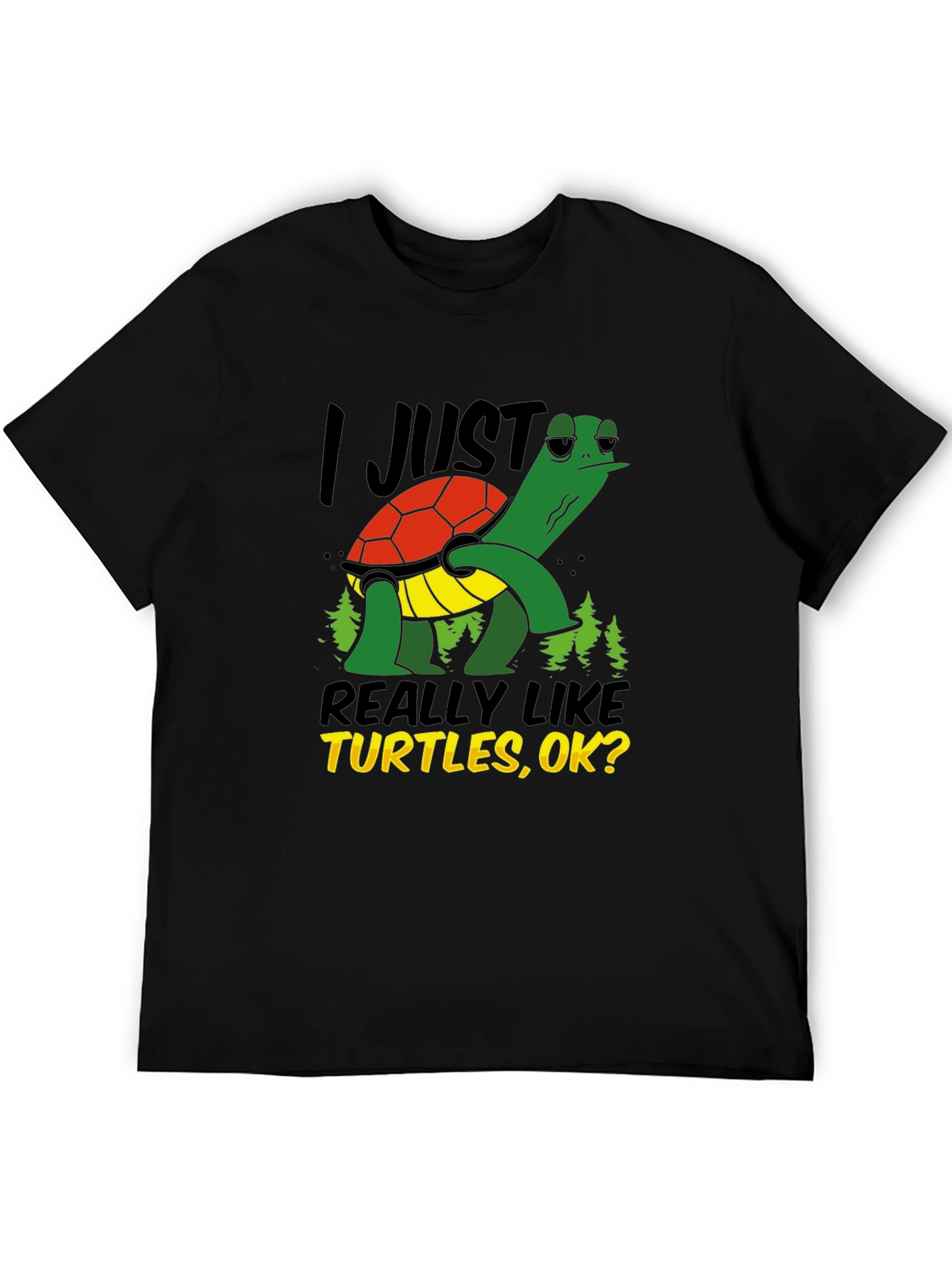 Black I Just Really Like Turtles Graphic Tee view 5