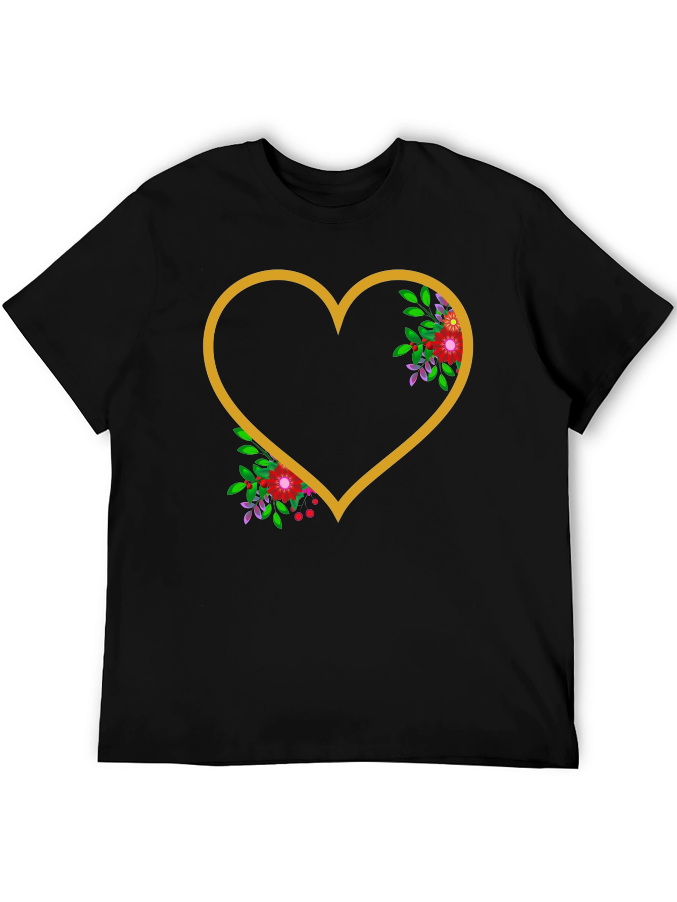 Black Floral Heart Graphic Tee - Stylish Comfort view 5