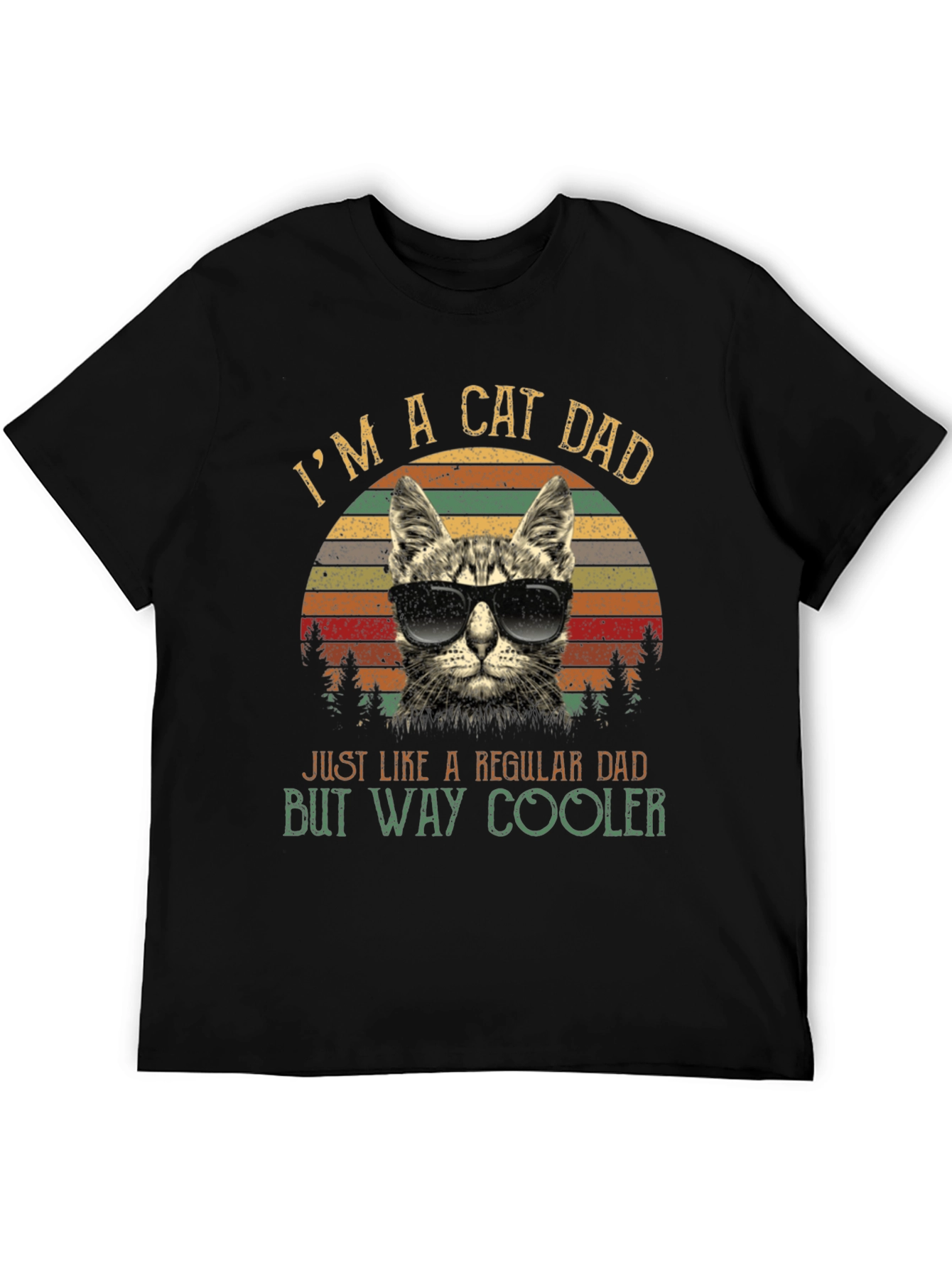 Black Cool Cat Dad T-Shirt - Just Like a Regular Dad, But Way Cooler! view 5