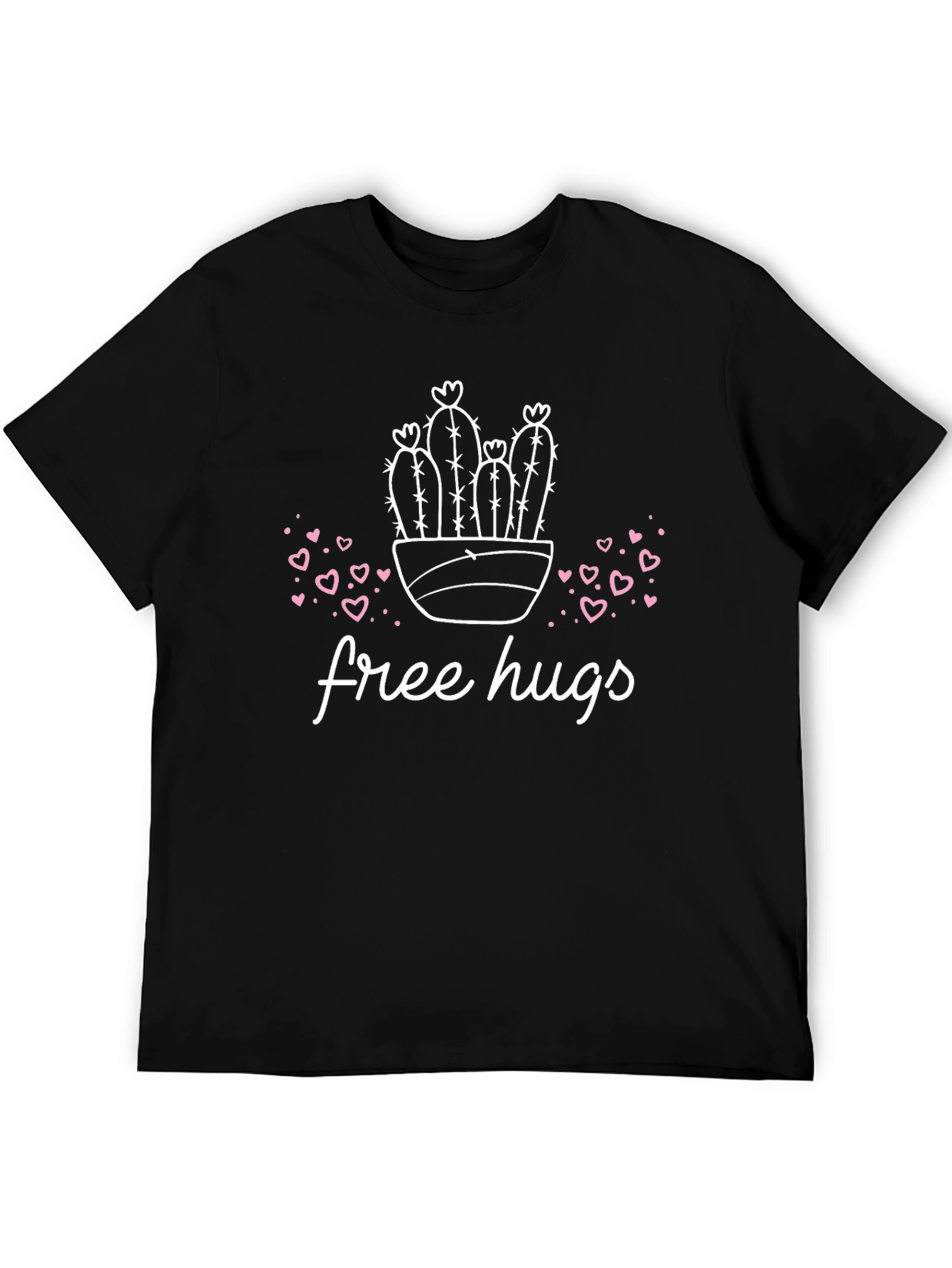 Black Free Hugs Cactus Graphic Tee - Soft Cotton Blend view 5