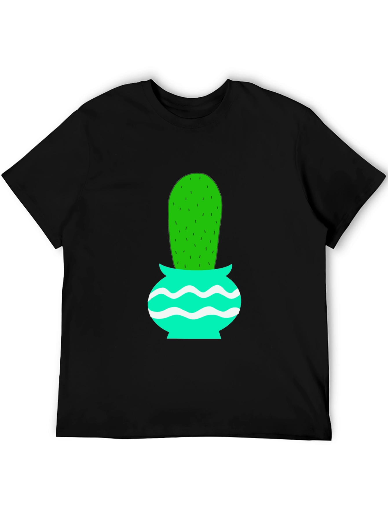 Black Cactus in Pot Graphic Tee - Black Cotton T-Shirt view 5