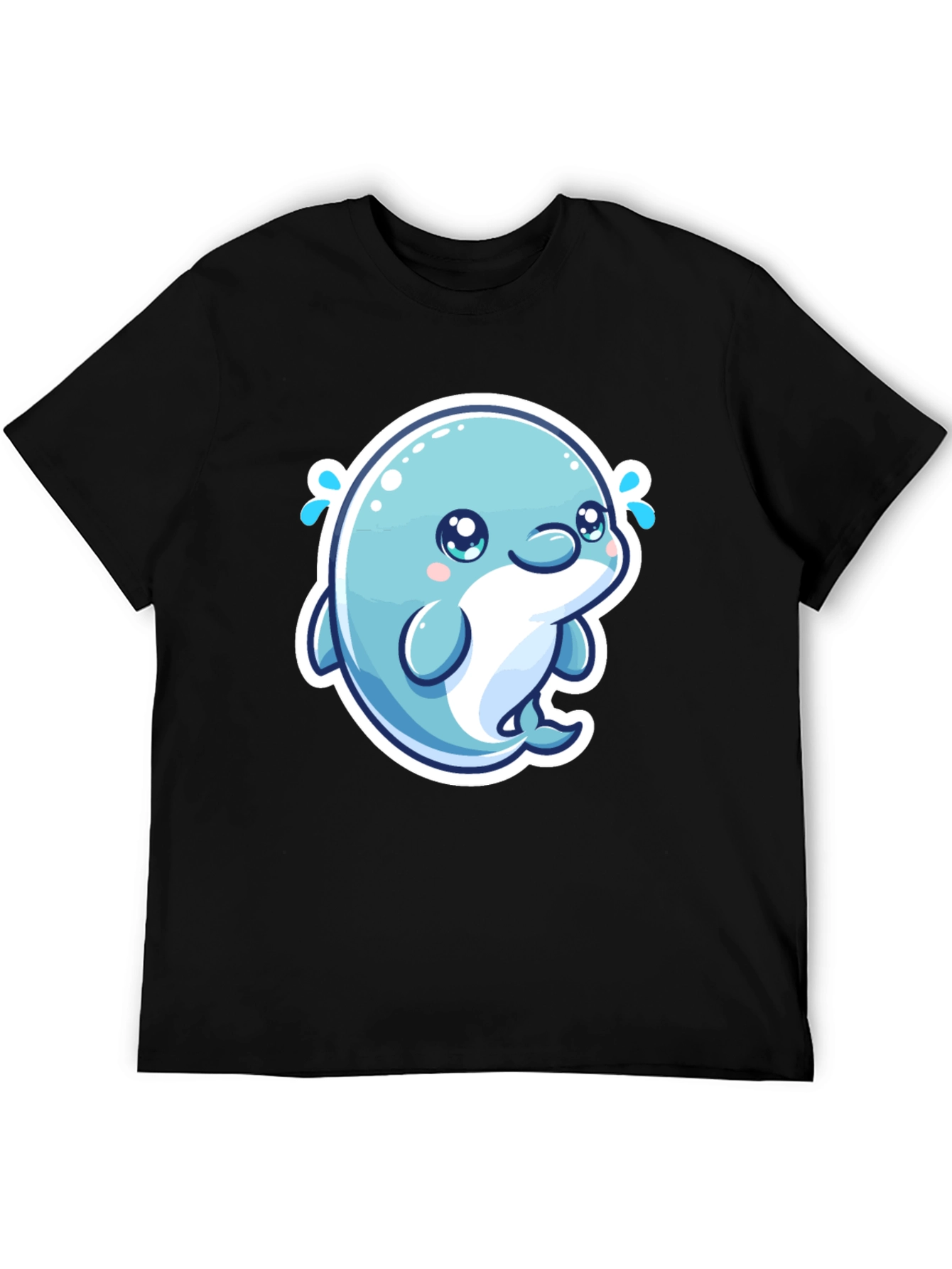 Cute Dolphin Graphic Tee - Soft Cotton Black T-Shirt - 5