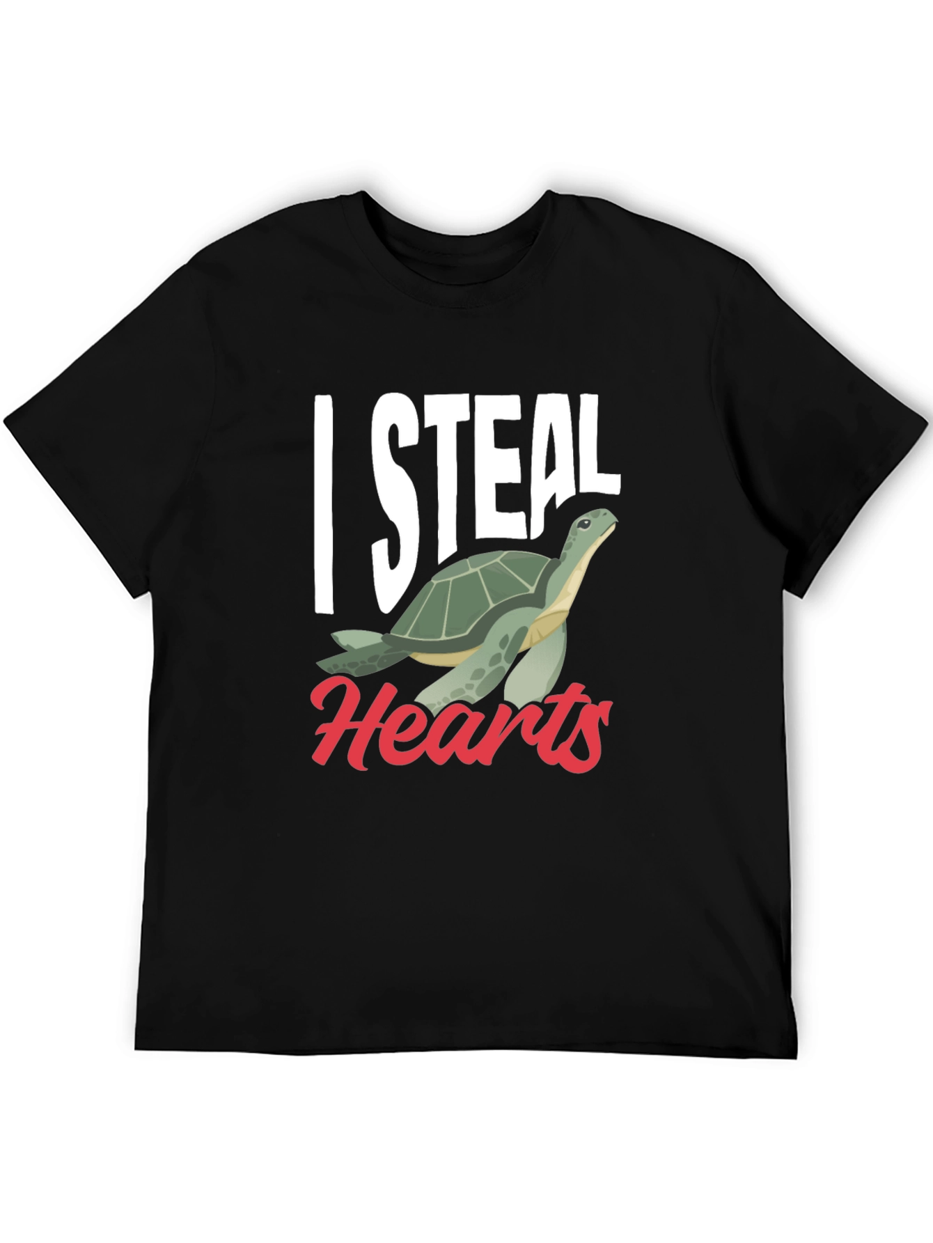 Black I Steal Hearts Turtle Graphic Black T-Shirt view 5