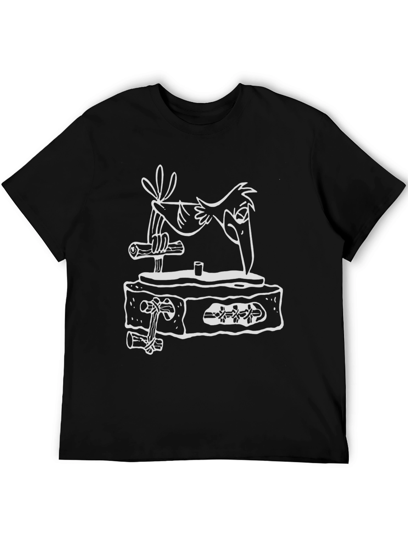 Black Cartoon Woodpecker T-Shirt view 5