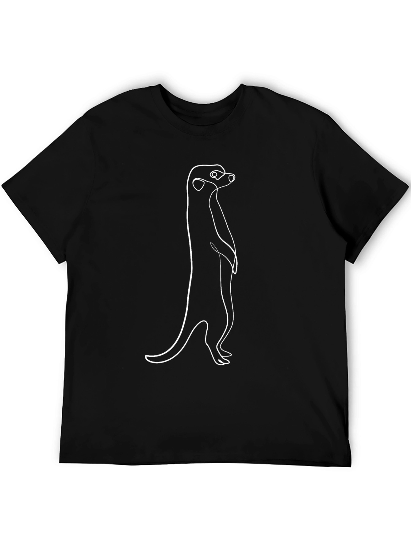 Black Meerkat Line Art Graphic Tee - Modern Unisex T-Shirt view 5