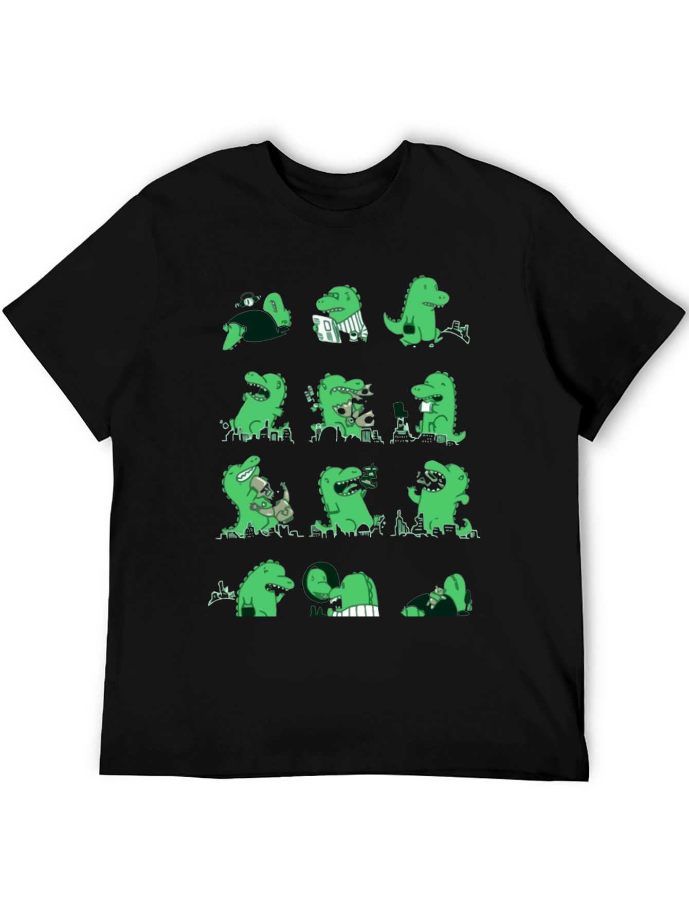 Black Dinosaur Print Black T-Shirt view 5