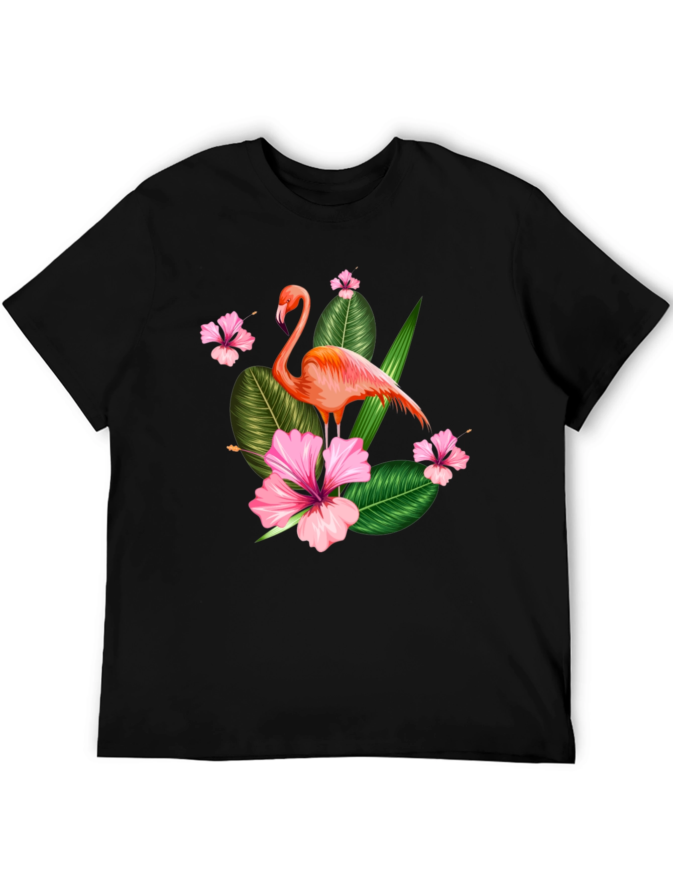 Black Tropical Flamingo Graphic T-Shirt view 5