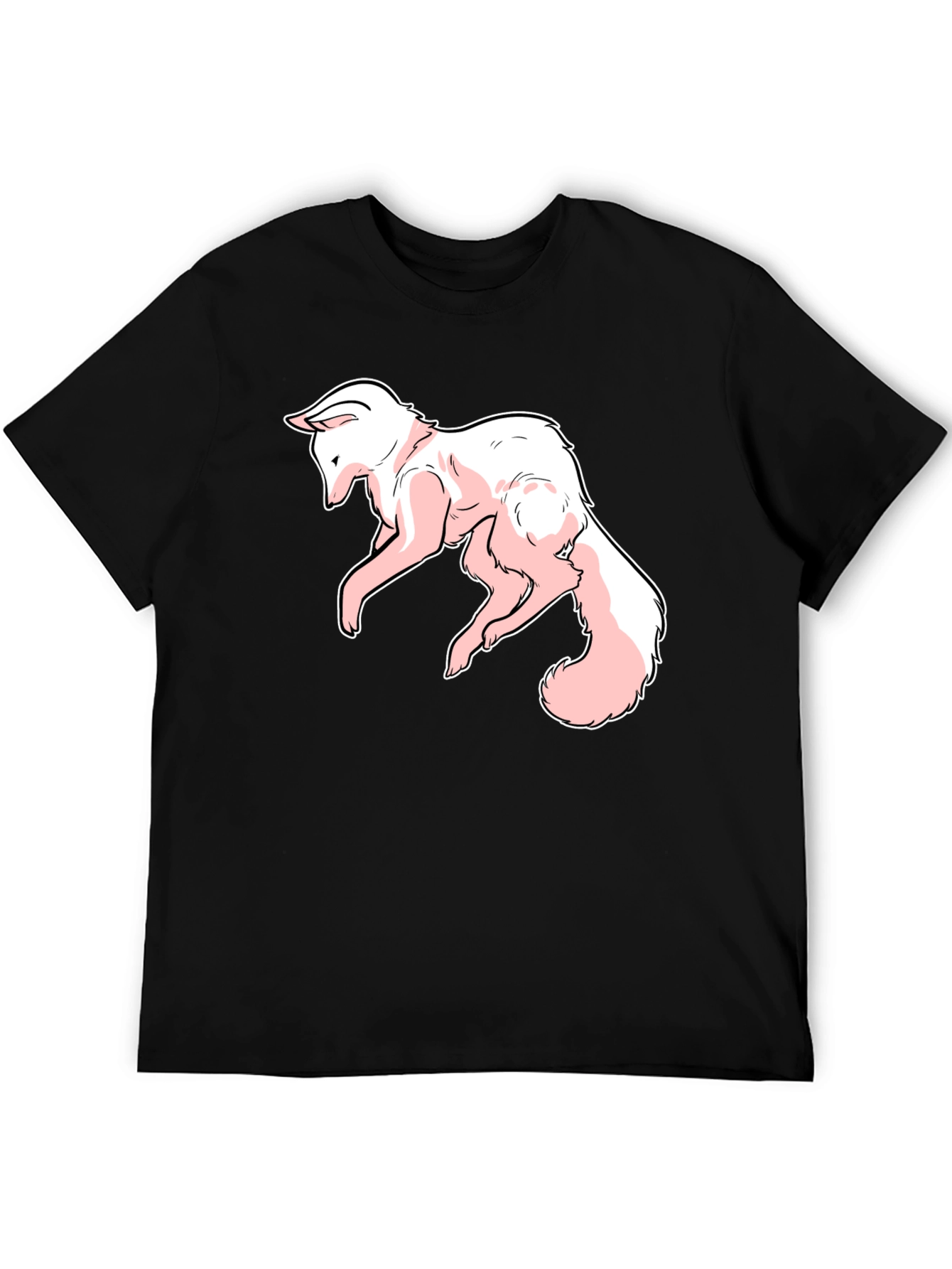 Black Pink Fox Graphic Tee - Stylish Black T-Shirt view 5