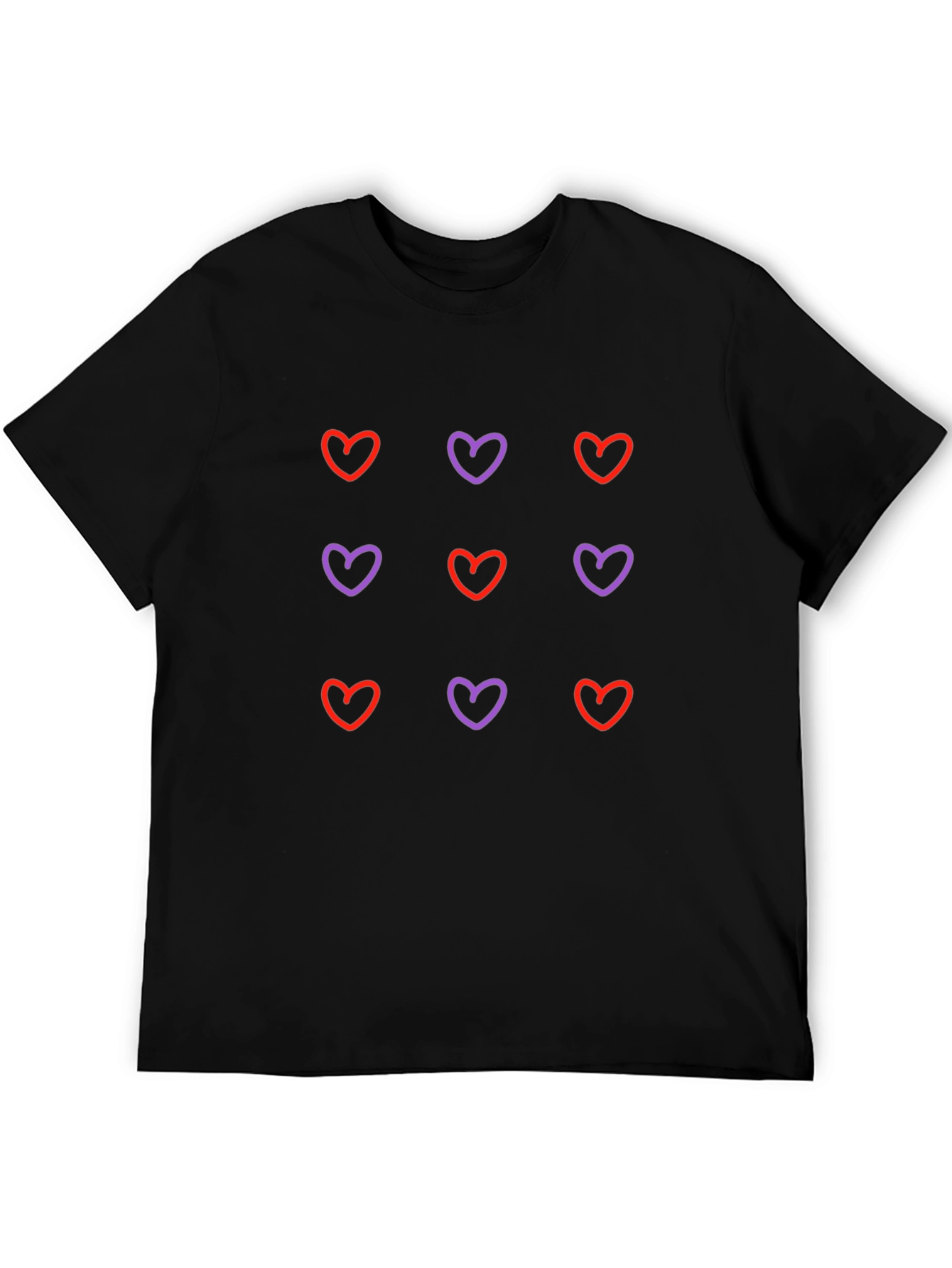 Black Heart Pattern Black T-Shirt - Casual Style view 5