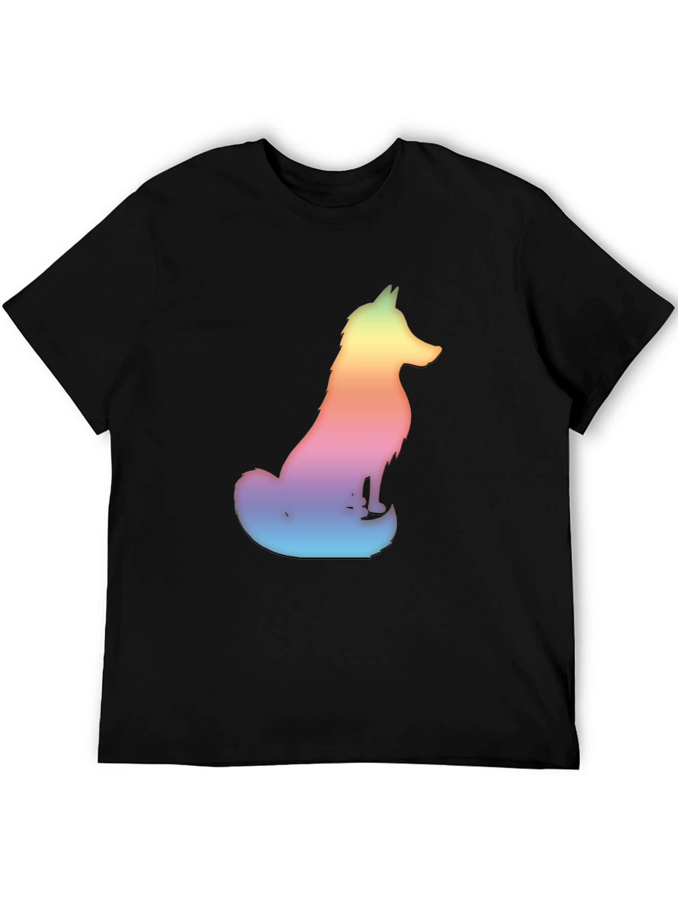 Black Rainbow Fox Graphic Tee - Men's Black T-Shirt view 5