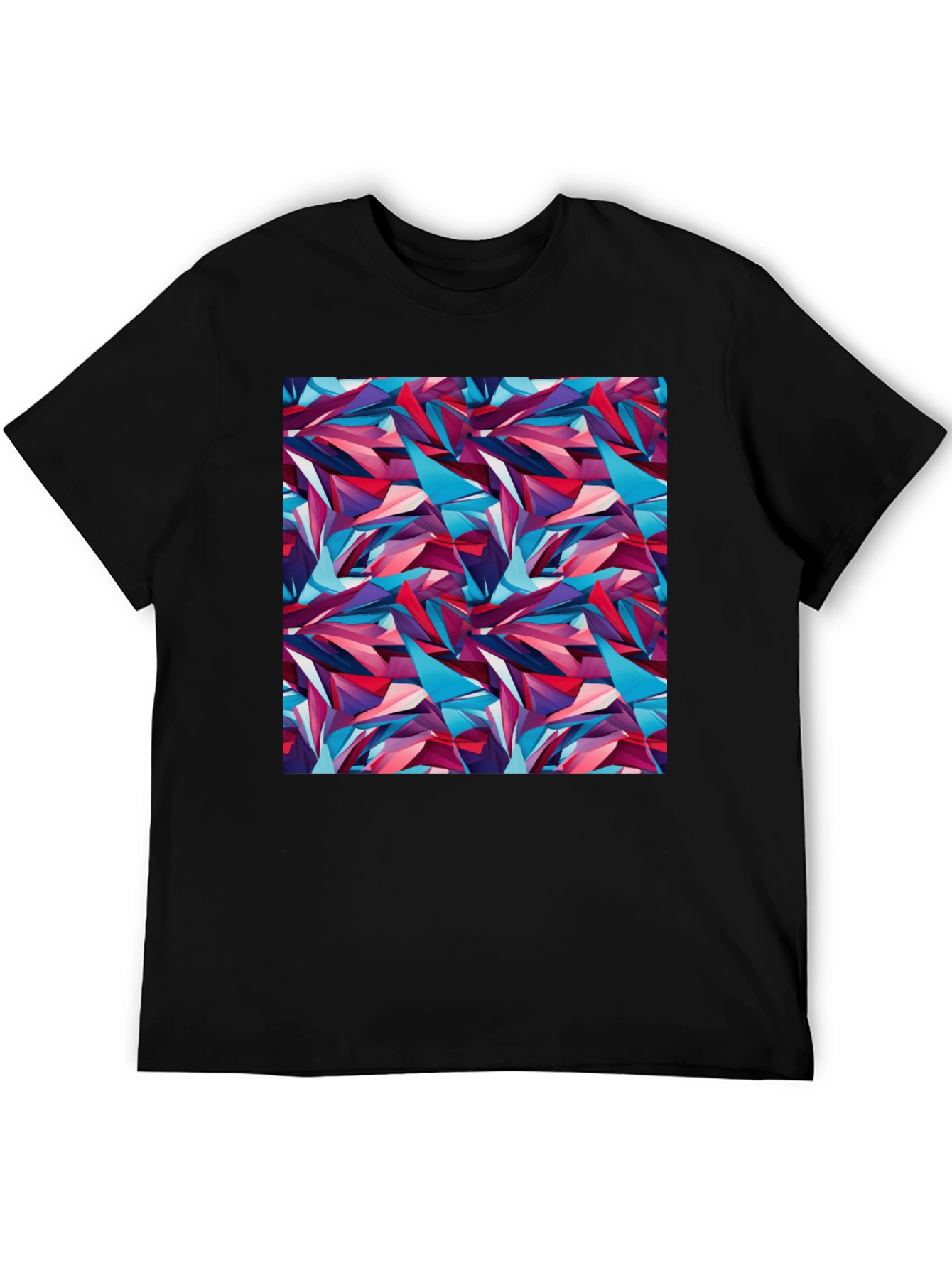 Black Abstract Geometric Pattern Black T-Shirt view 5