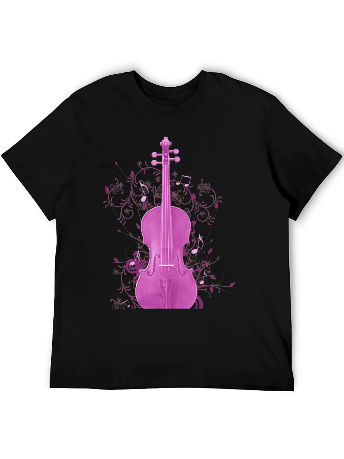 Black Musical Violin Graphic Tee - Black view 5