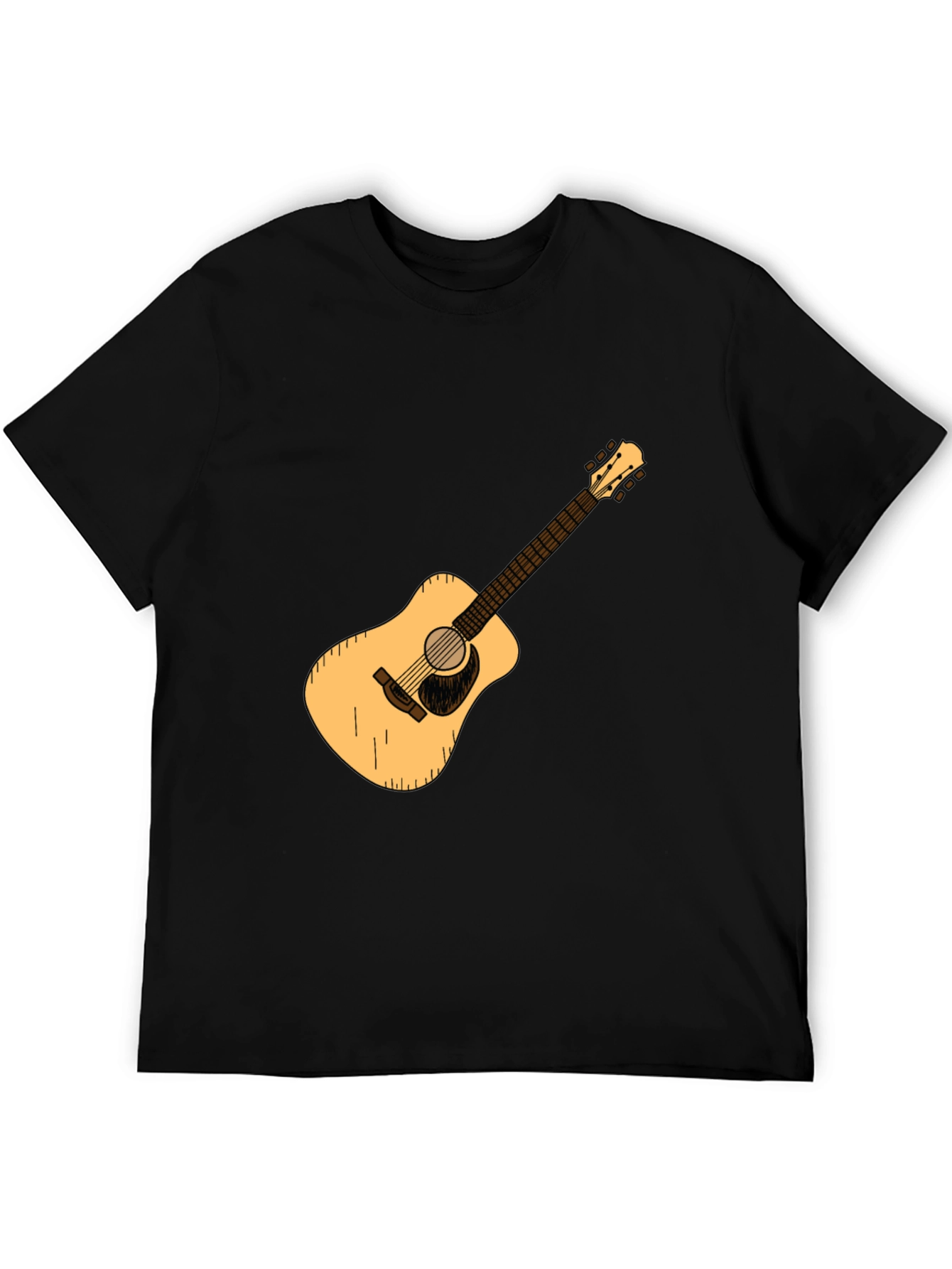 Black Guitar Graphic Tee - Black Cotton Casual T-Shirt view 5