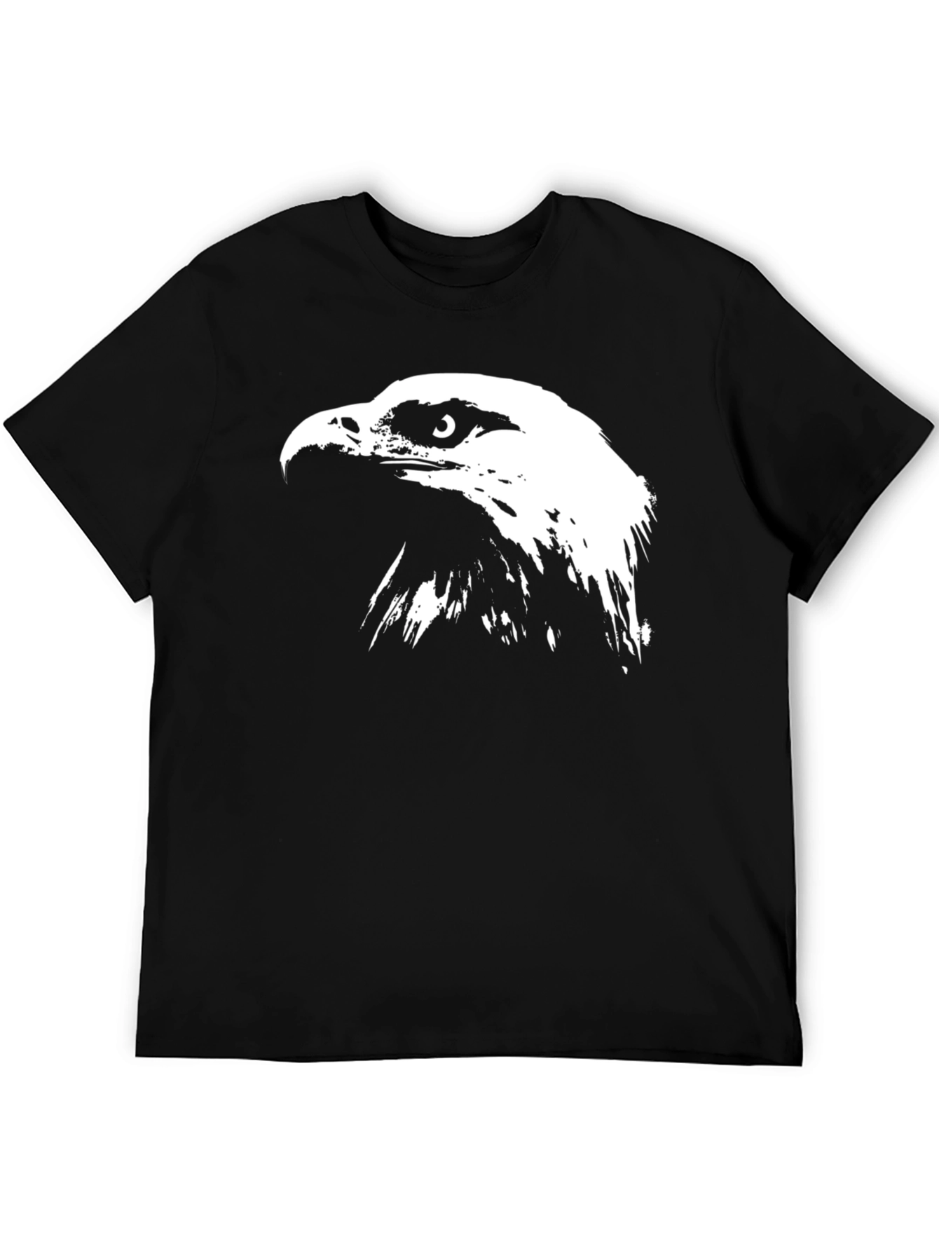 Black Black T-Shirt with Bold Eagle Graphic Print view 5