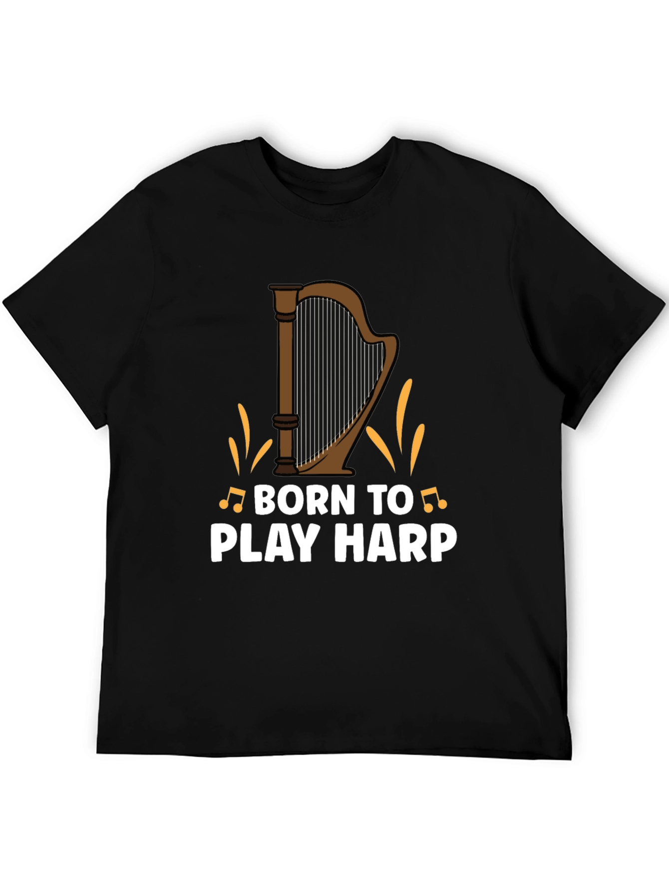 Black Born to Play Harp Graphic Tee - Musician's Shirt view 5