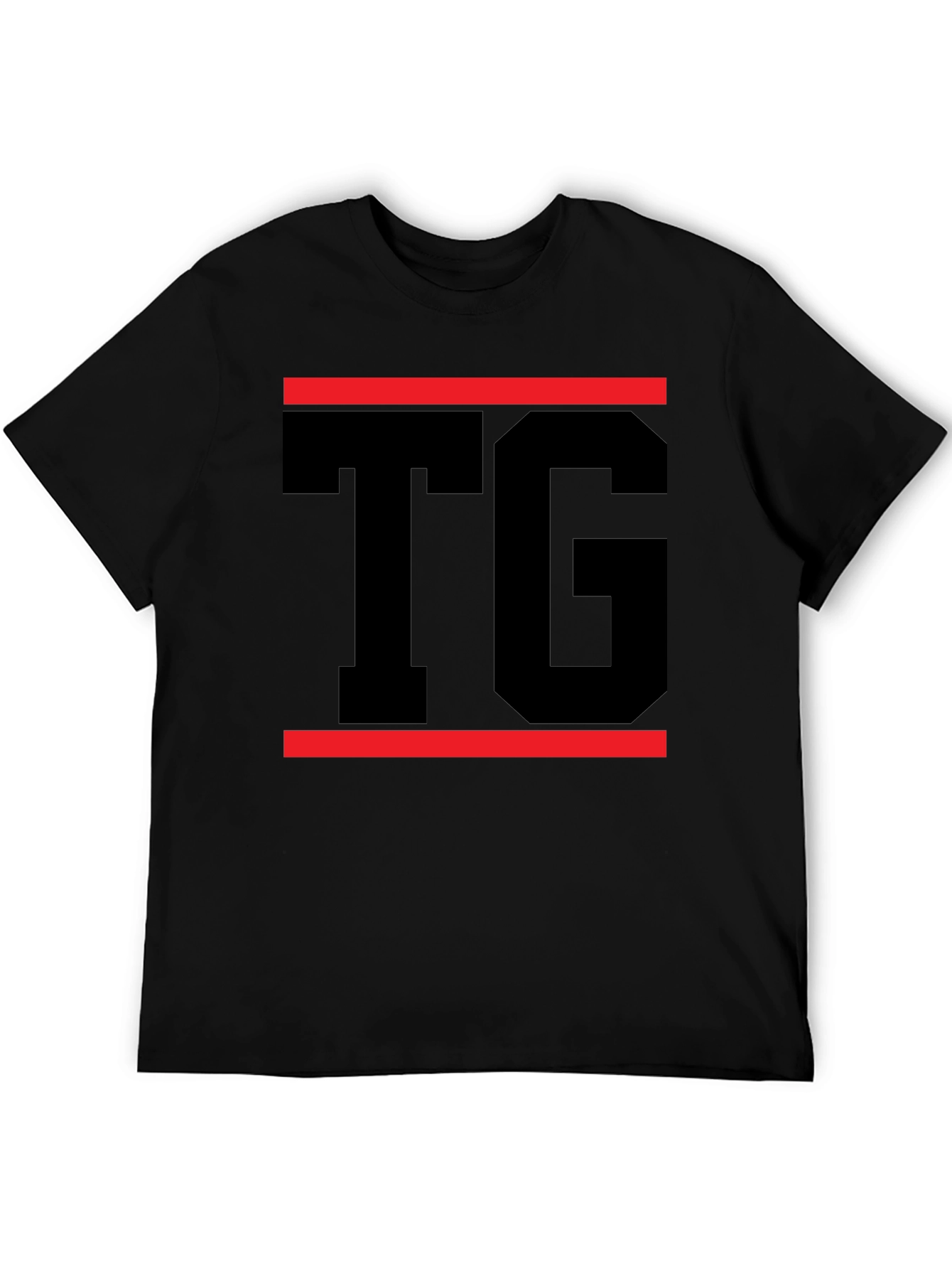 Black Black T-Shirt with Bold TG Graphic Design view 5
