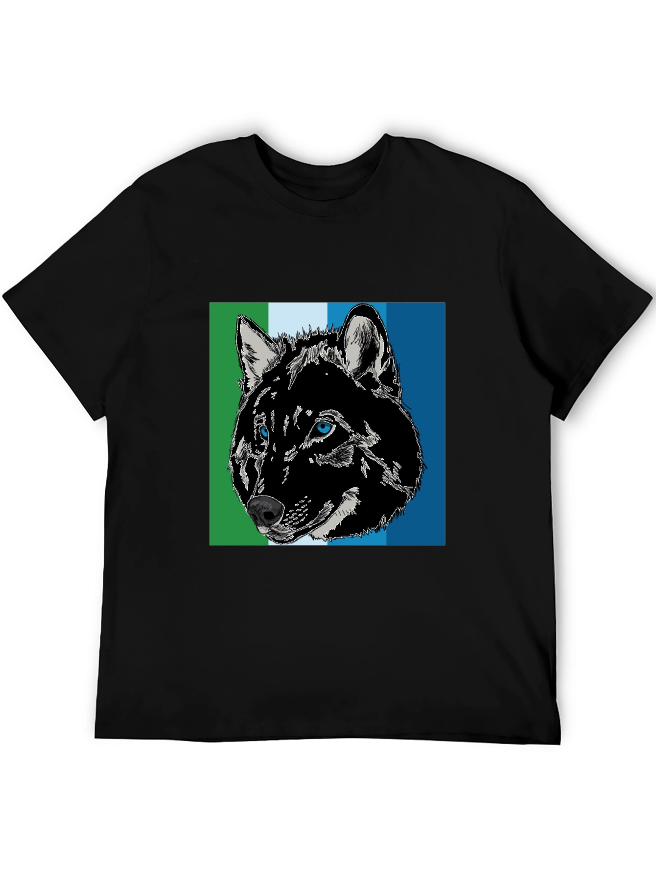 Black Wolf Graphic Print Black T-Shirt view 5